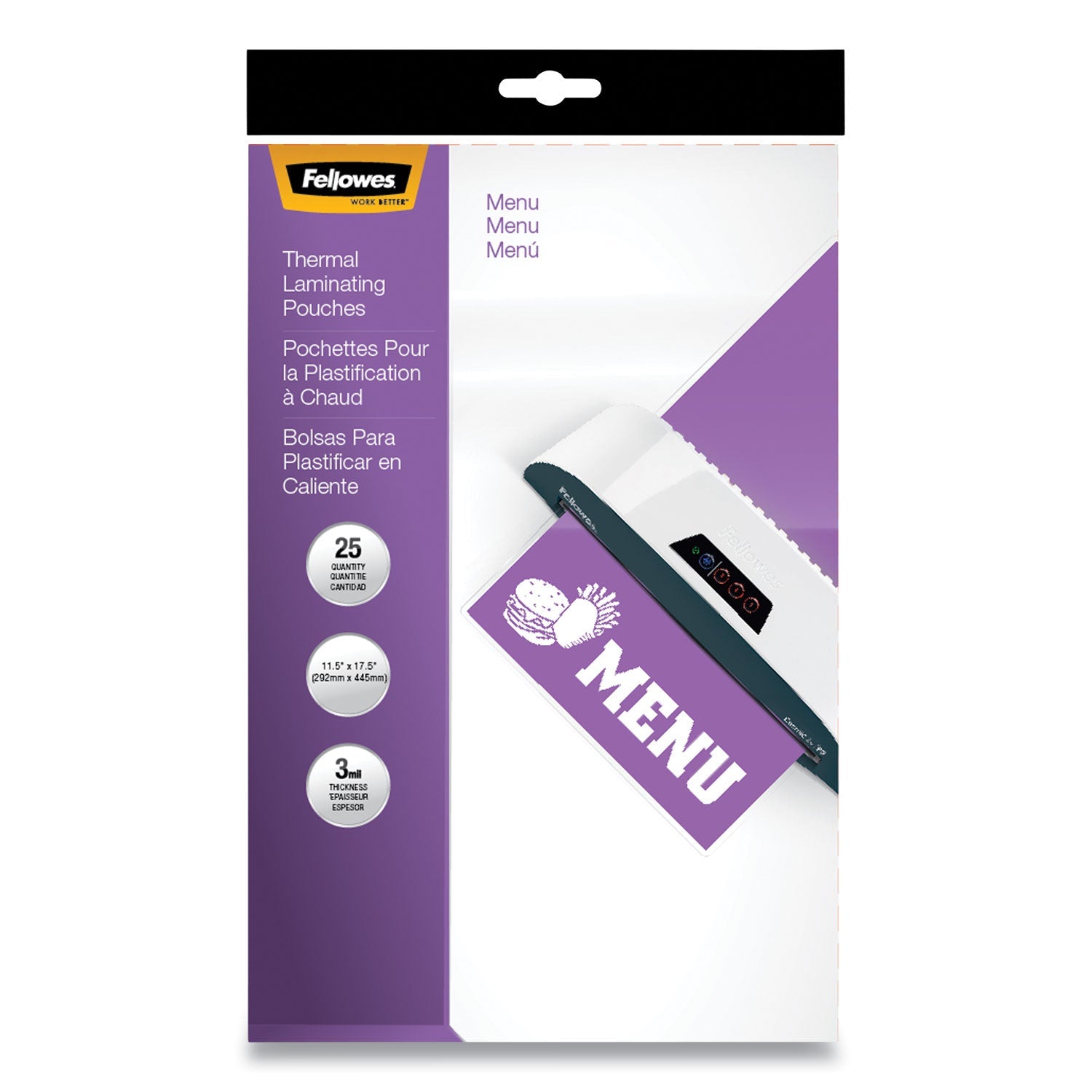 Fellowes® Laminating Pouches, 3 Mil, 12" X 18", Gloss Clear, 25/pack