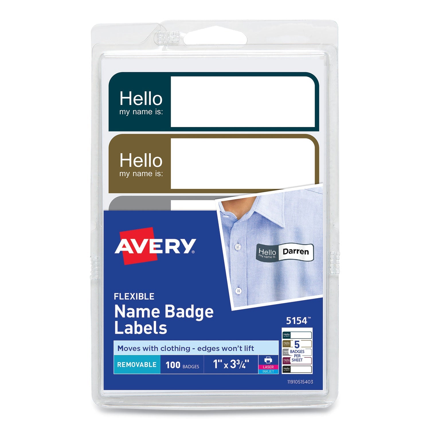 Flexible Mini Name Badge Labels | Assorted, 100/pk