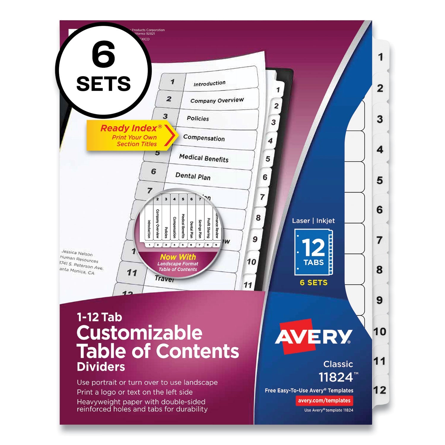 Customizable TOC Ready Index Dividers | 12-Tab