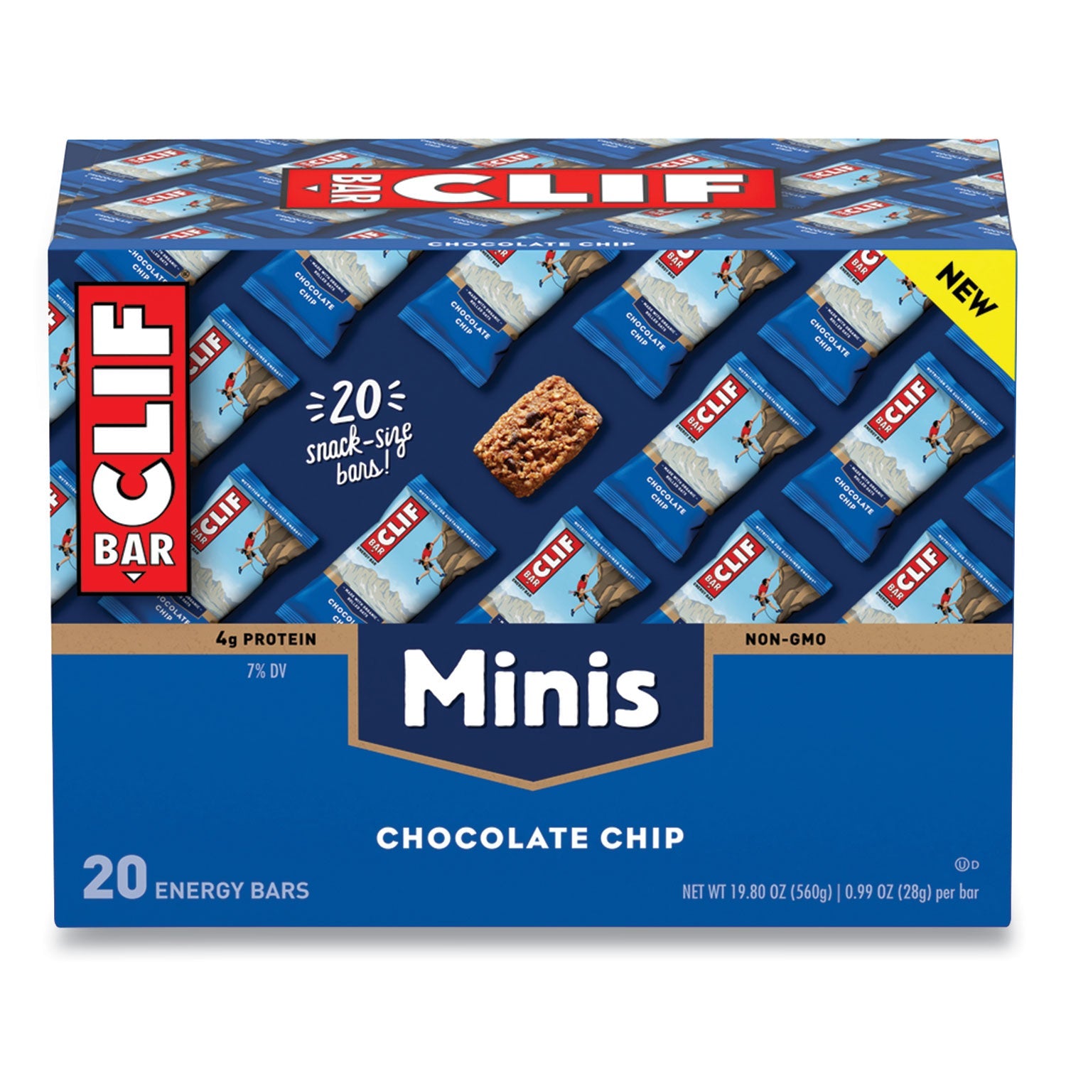 CLIF® Bar Energy Bar, Mini Chocolate Chip, 0.99 Oz Bar, 20/box
