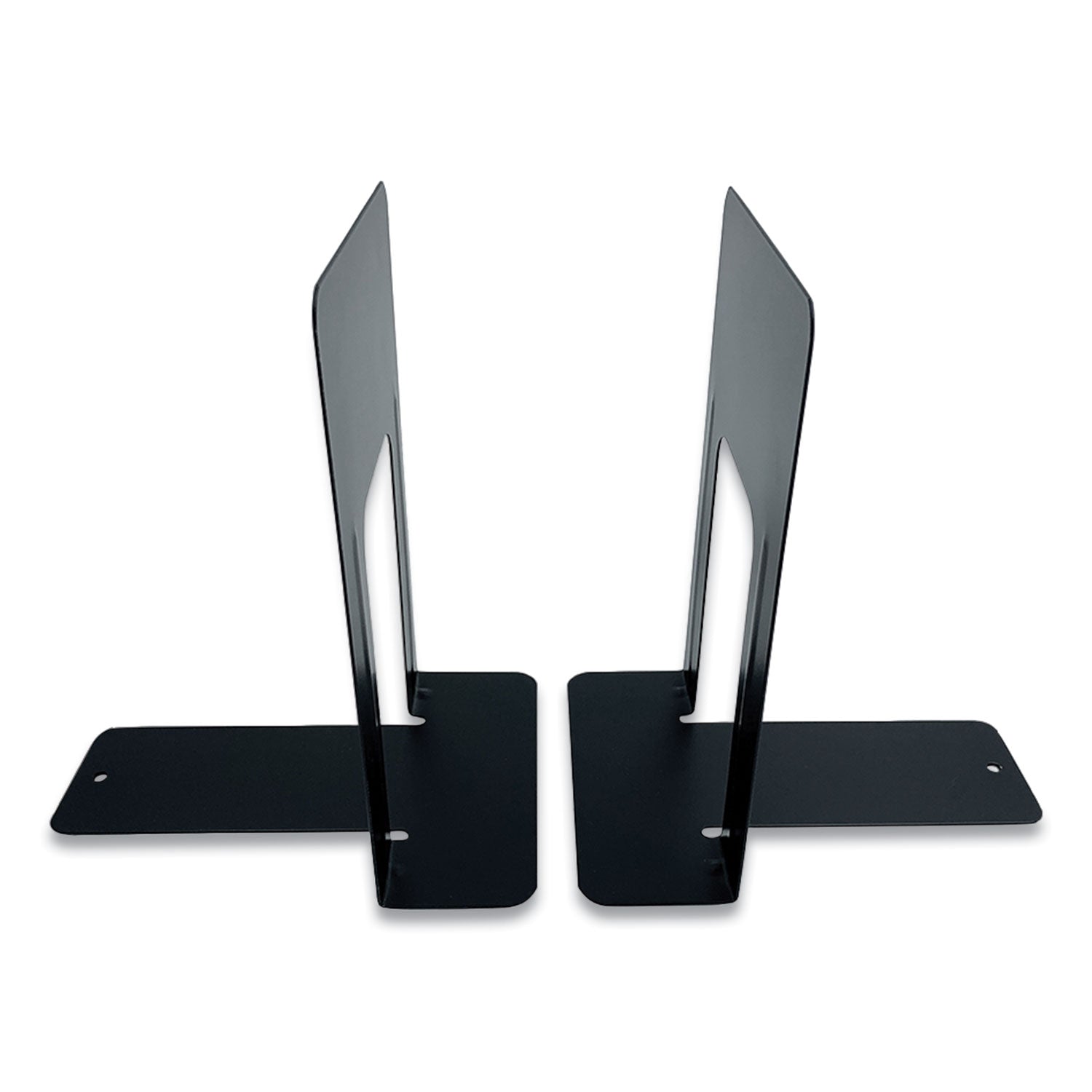 Huron Steel Bookends, Contemporary Style, Nonskid, 6 x 8 x 9.25, Black, 1 Pair