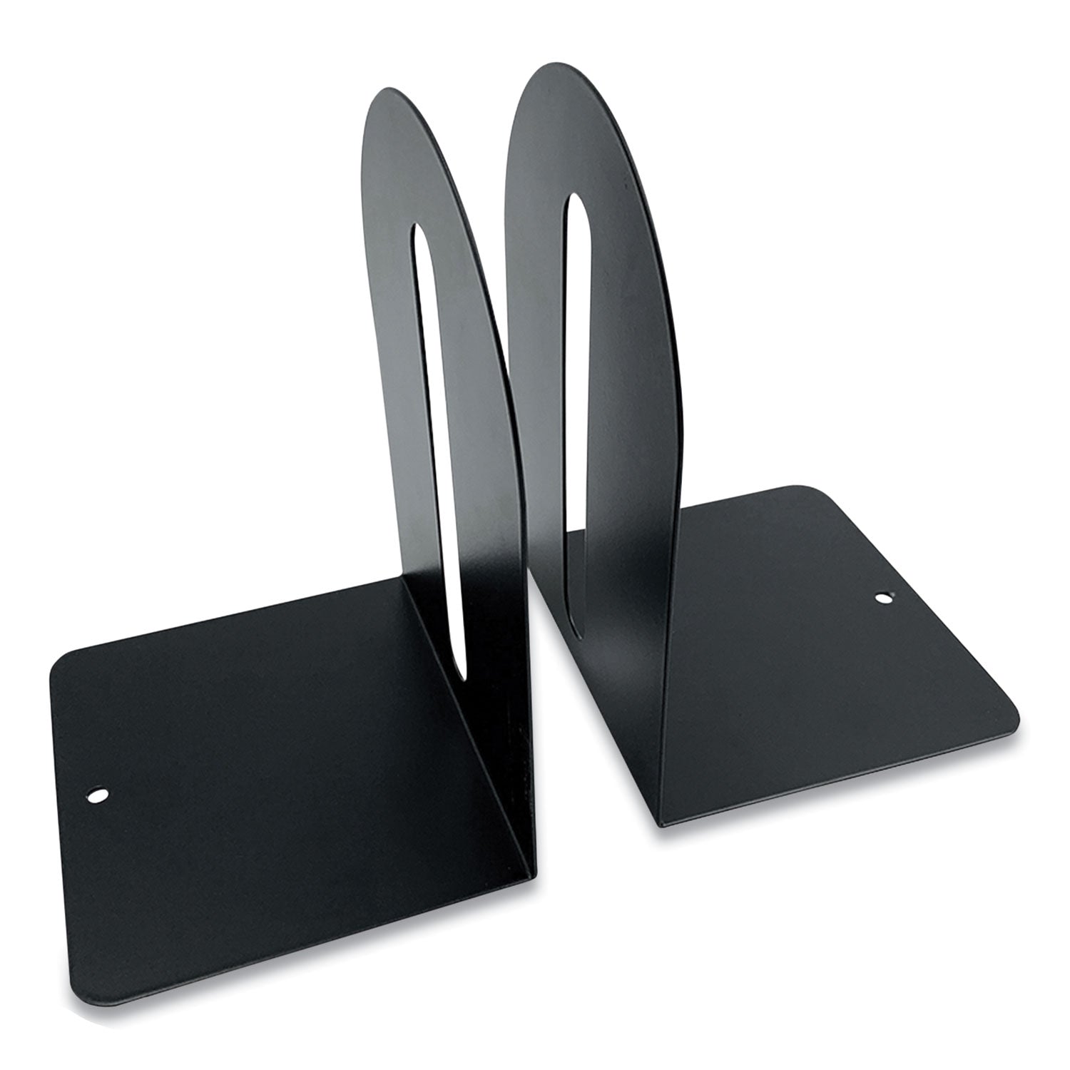 Huron Steel Bookends, Fashion Style, Nonskid, 5.5 x 4.75 x 7.25, Black, 1 Pair