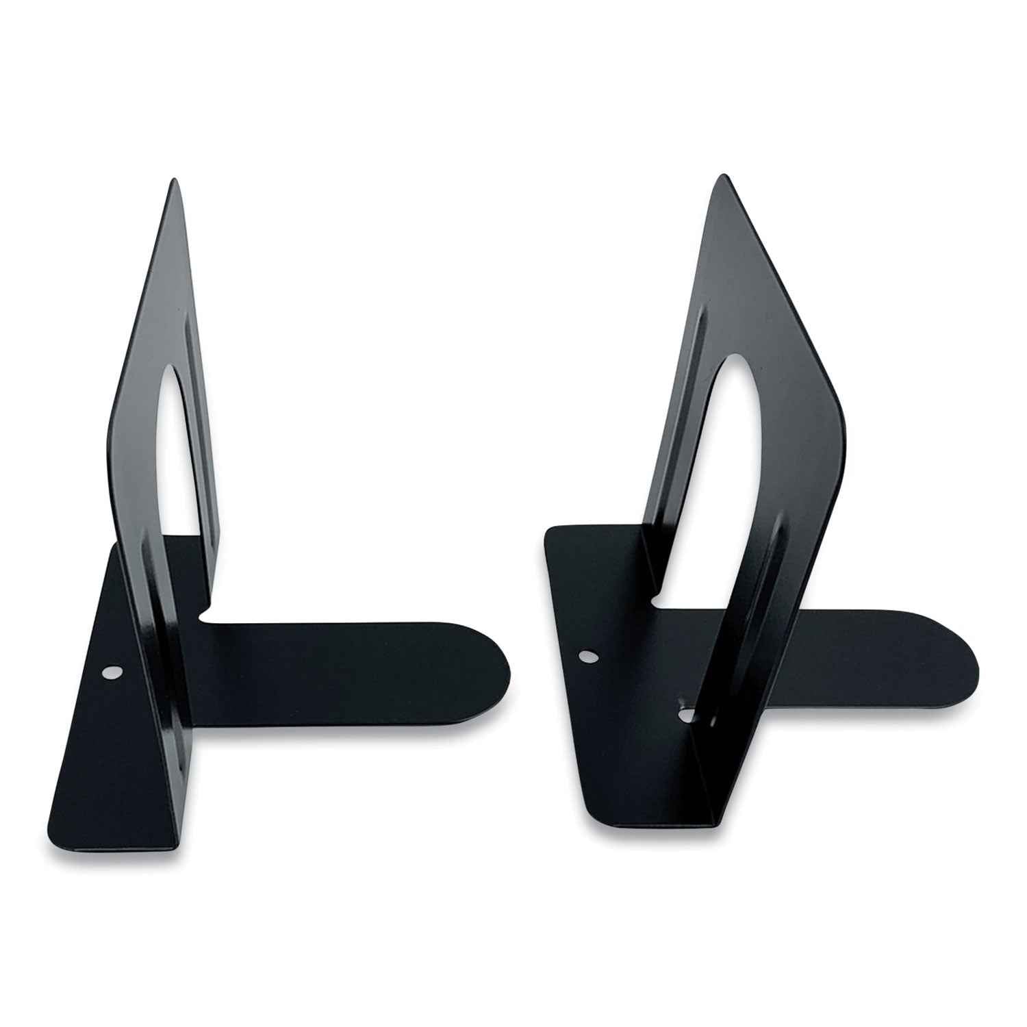 Huron Steel Bookends, Contemporary Style, Nonskid, 4.75 x 4.75 x 4.75, Black, 1 Pair