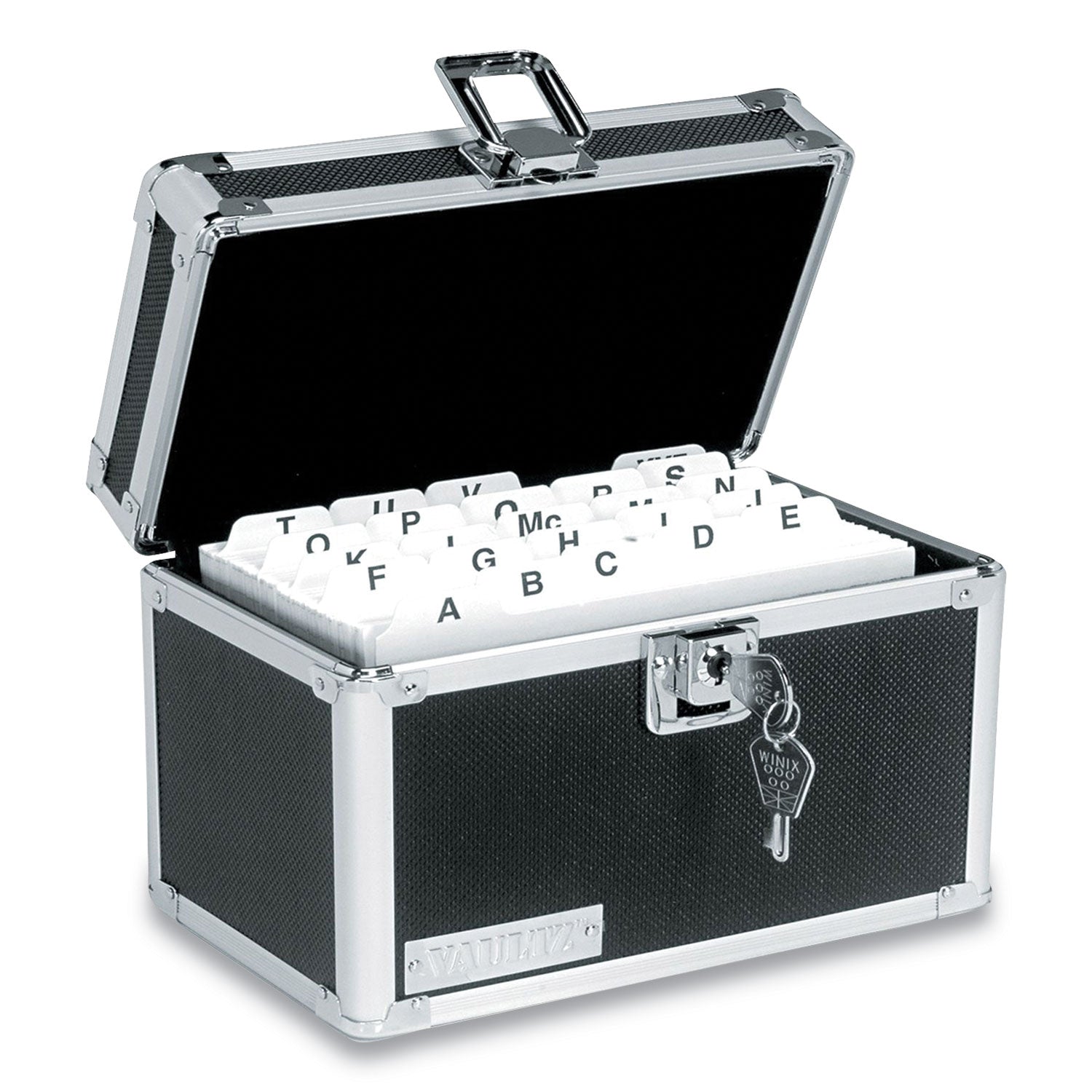 Vaultz® Locking Index Card File, Holds 550 5 X 8 Cards, 8.75 X 5.5 X 5.75, Black