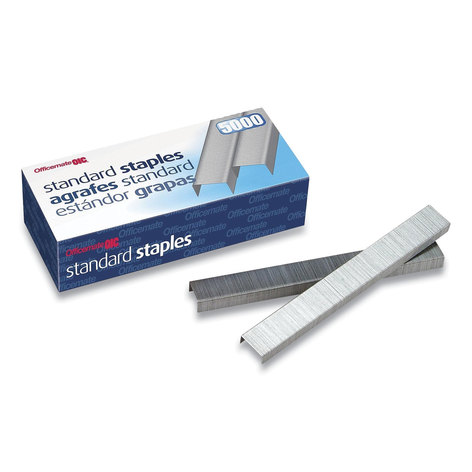 Officemate Standard Staples, 0.25" Leg, 0.5" Crown, Steel, 5,000/box