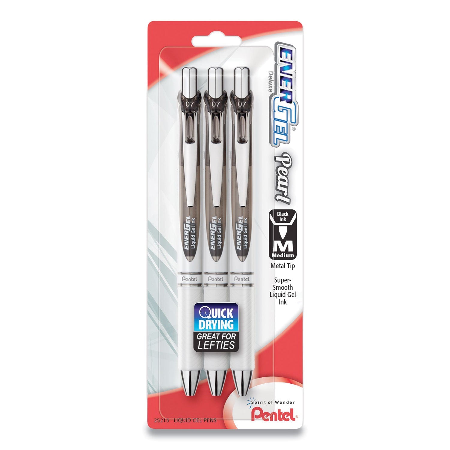 Energel Pearl Gel Pen | Black Ink | 3-Pack