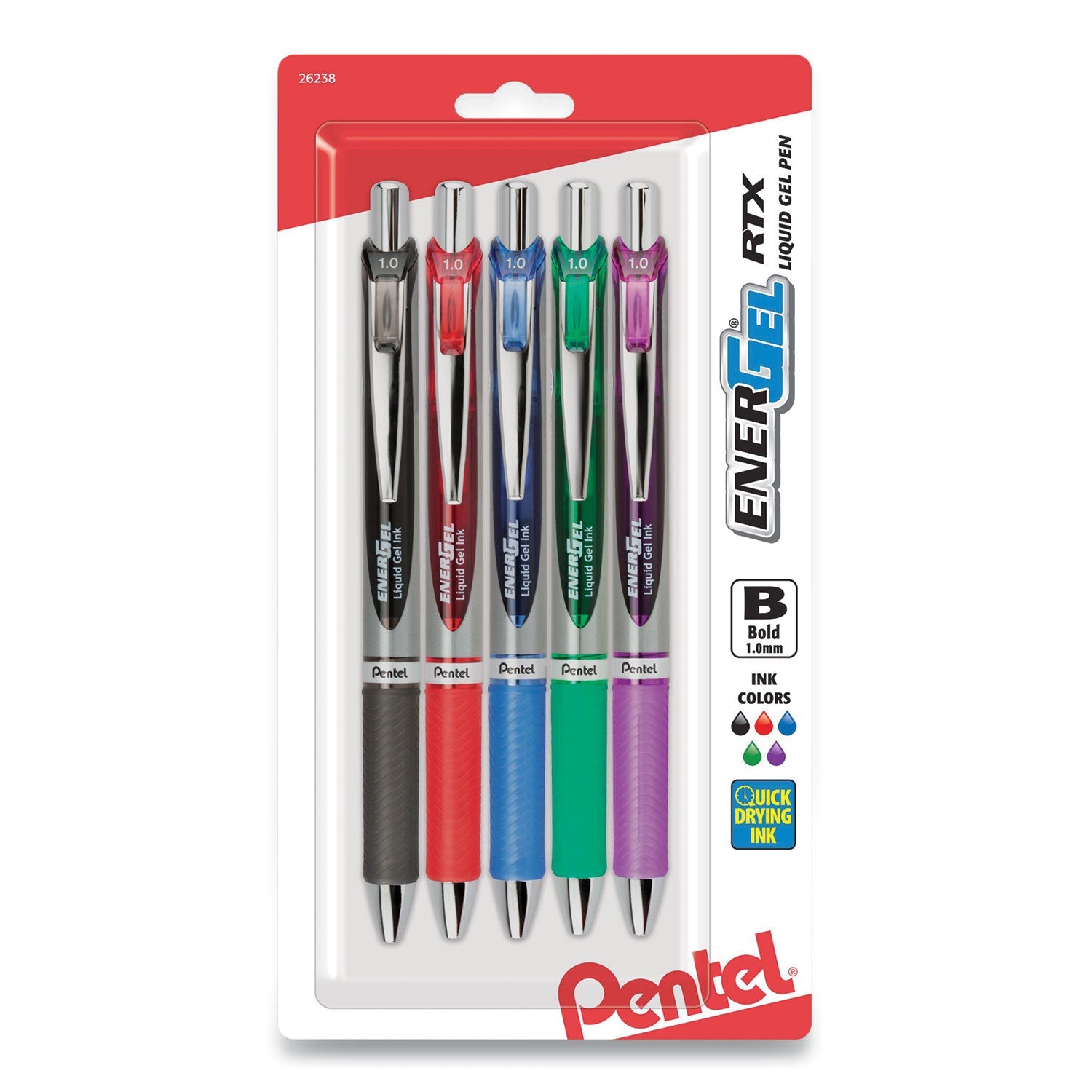 Pentel Energel Rtx Gel Pen | Retractable Bold 5/Pk