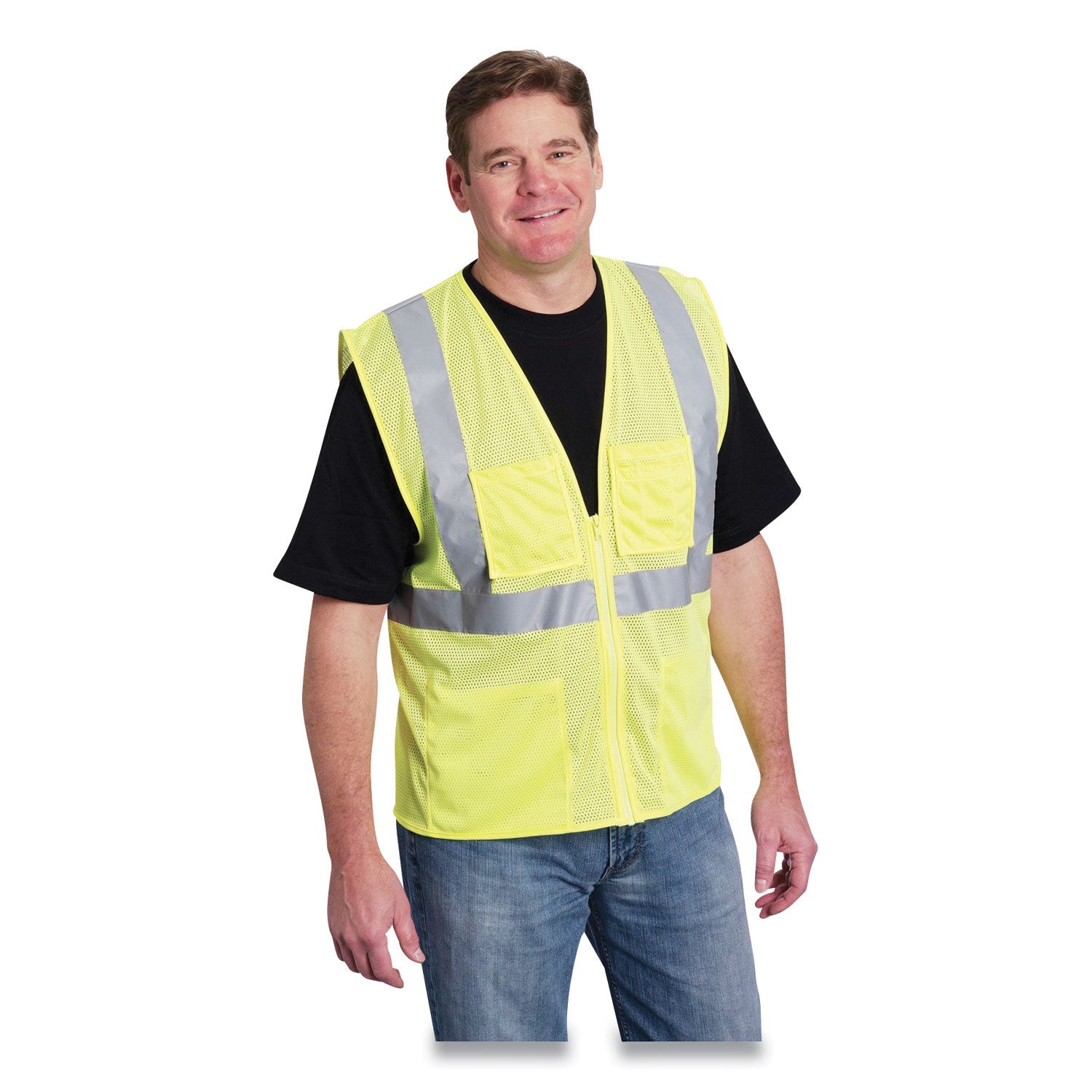 ANSI Class 2 Four Pocket Zipper Safety Vest XL