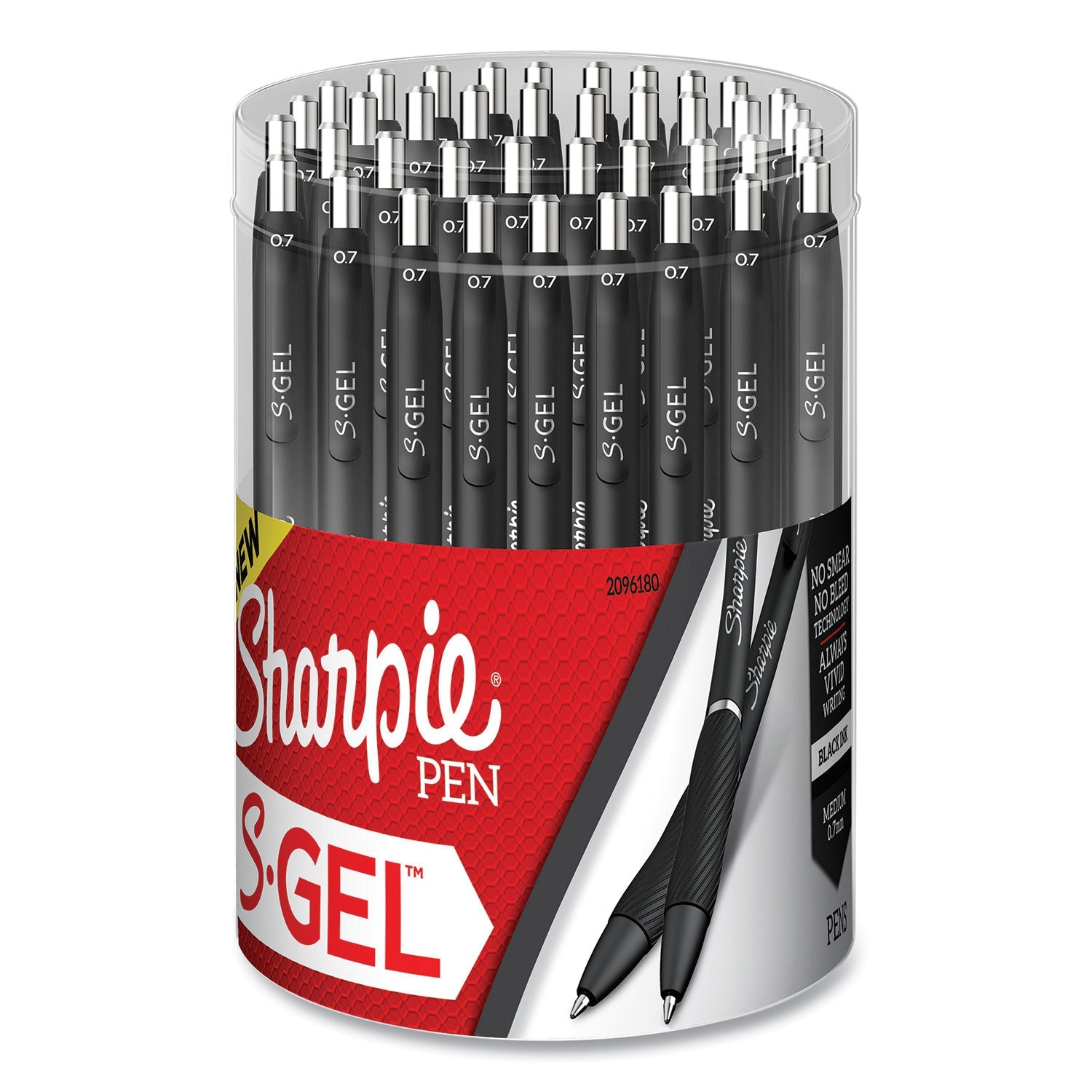 Sharpie® S-Gel™ S-GEL HIGH-PERFORMANCE GEL PEN, RETRACTABLE, MEDIUM 0.7 MM, BLACK INK, BLACK BARREL, 36/PACK
