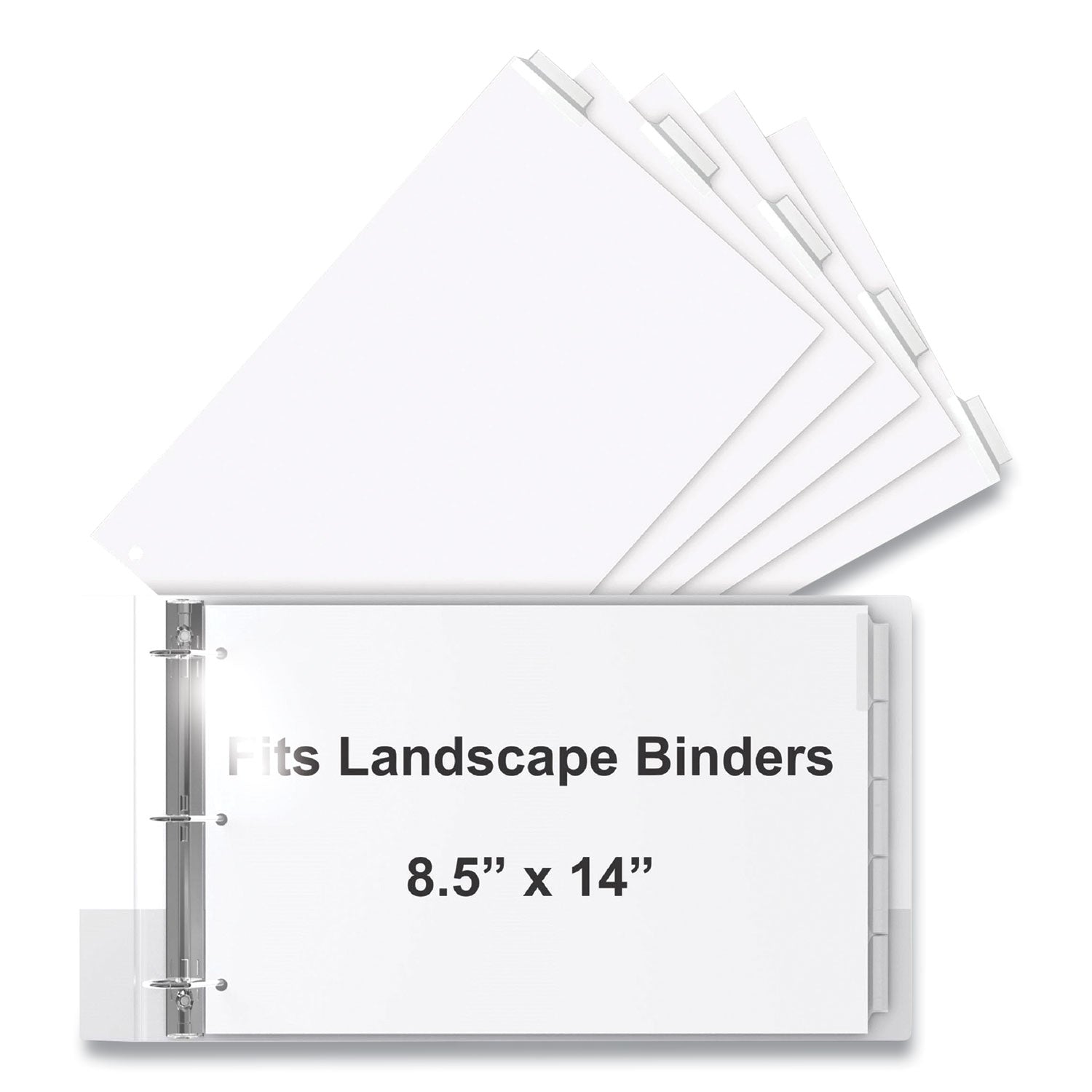 Stride Landscape Orientation Index Dividers, 5-Tab, 14 X 8.5, White, 1 Set