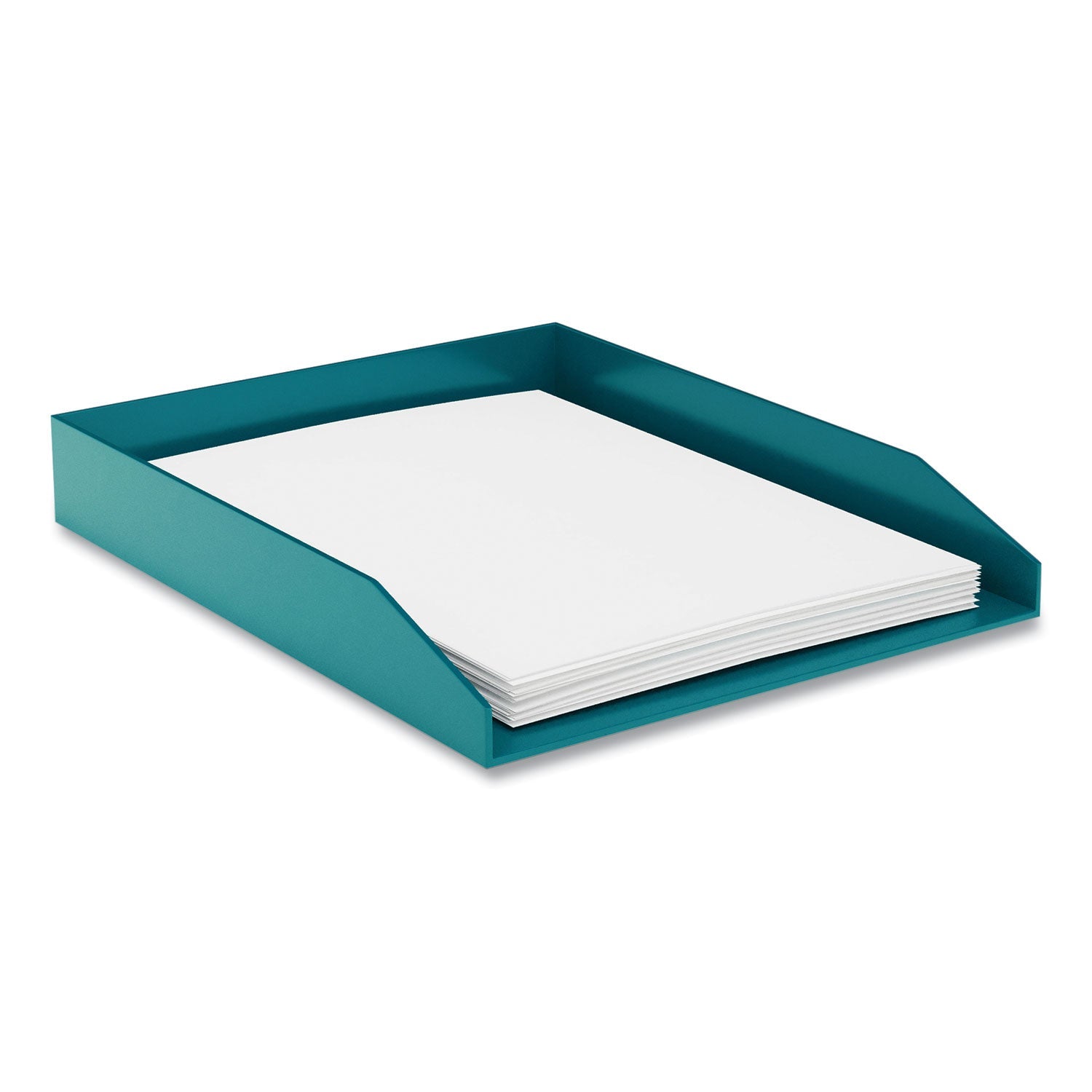 TRU RED™ Front-Load Stackable Plastic Document Tray, 1 Section, Letter Size Files, 9.8 X 12.24 X 1.75, Teal
