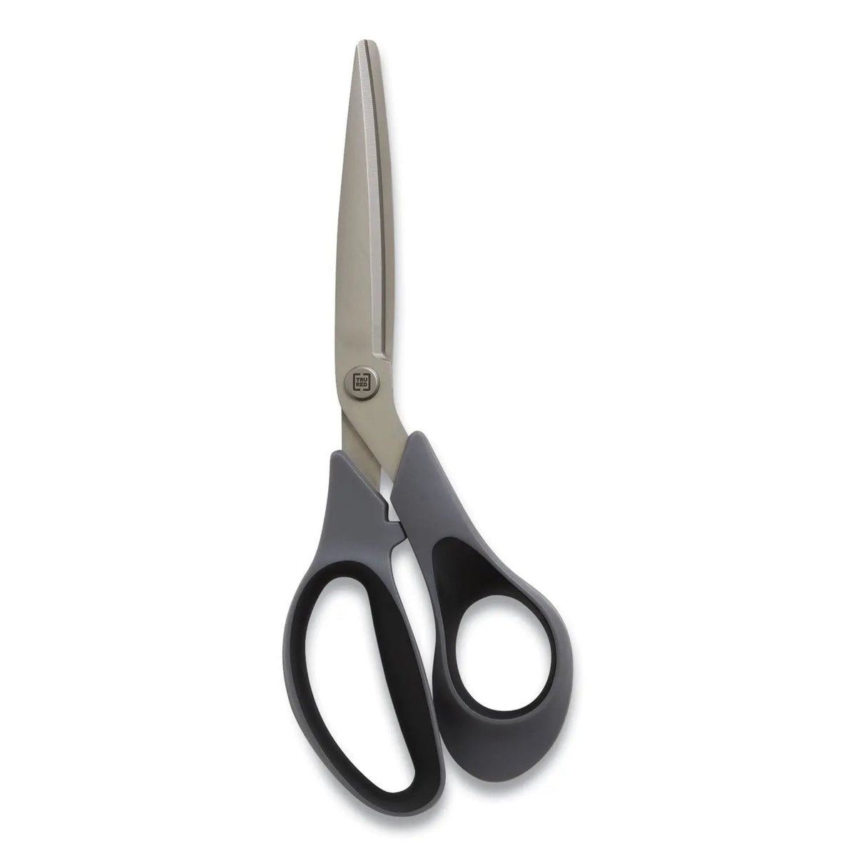 TRU RED™ Non-Stick Titanium-Coated Scissors, 8" Long, 3.86" Cut Length, Offset Gray/Black Handle, Gun-Metal Gray Blades