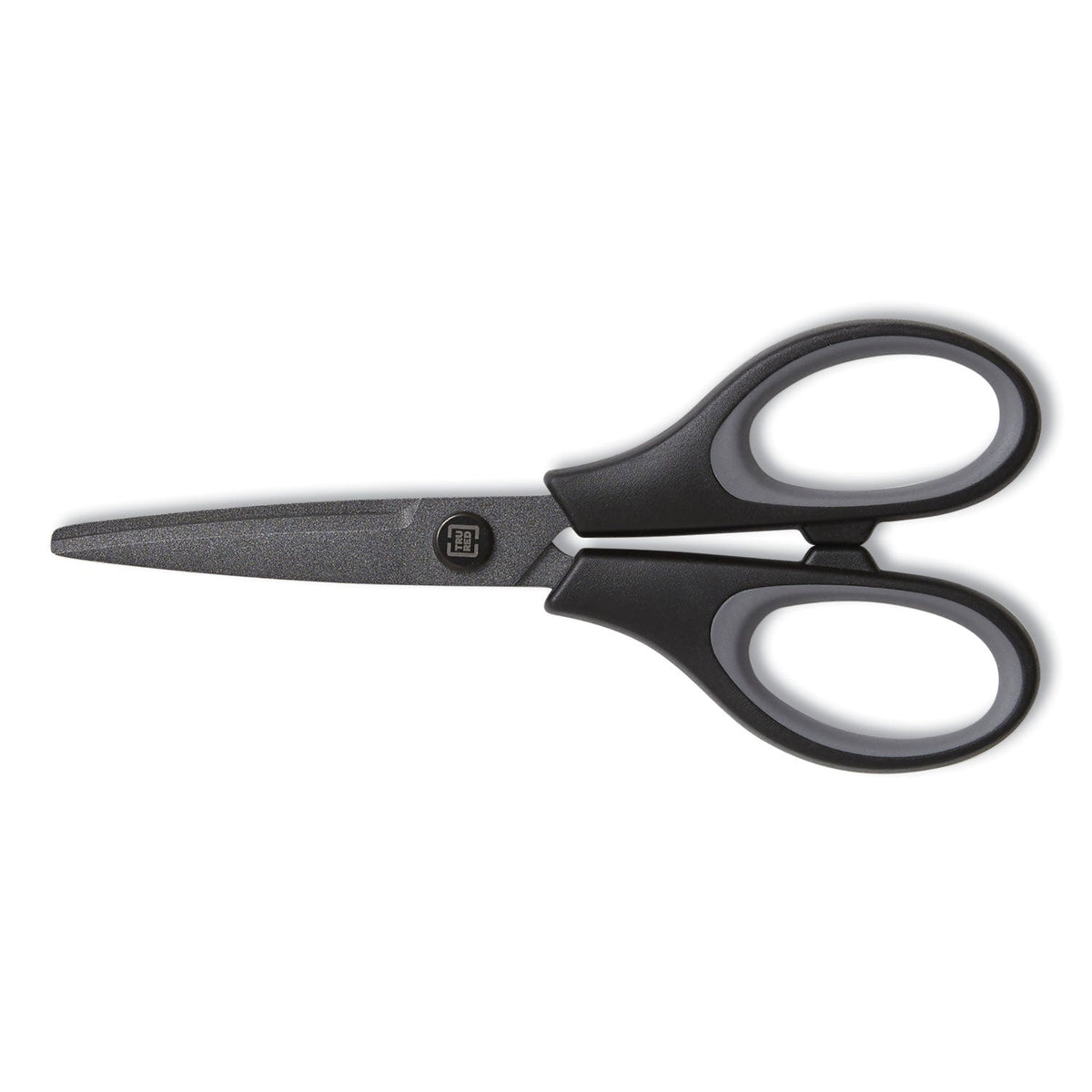 TRU RED™ Non-Stick Titanium-Coated Scissors, 5" Long, 2.36" Cut Length, Straight Black/Gray Handle, Gun-Metal Gray Blades