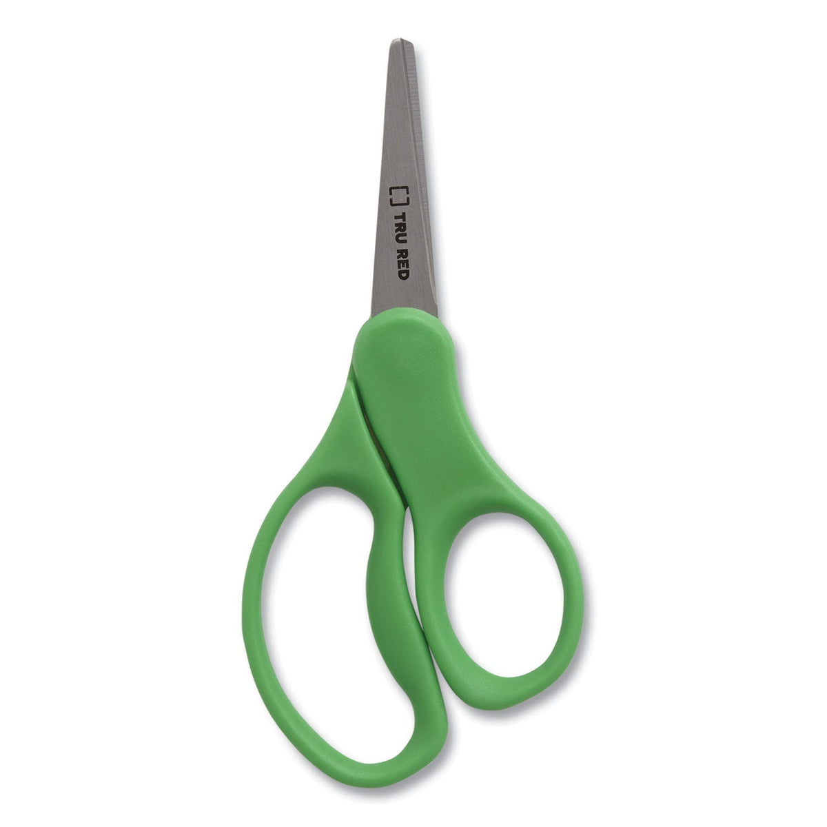 TRU RED™ Kids' Pointed Tip Stainless Steel Scissors, 5" Long, 2.05" Cut Length, Straight Assorted Color Handles, 12/Pack