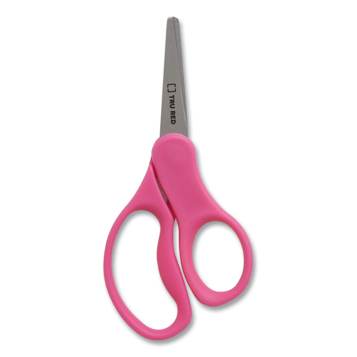 TRU RED™ Kids' Pointed Tip Stainless Steel Scissors, 5" Long, 2.05" Cut Length, Straight Assorted Color Handles, 12/Pack
