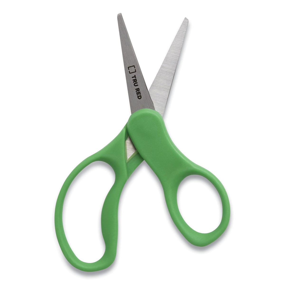 TRU RED™ Kids' Pointed Tip Stainless Steel Scissors, 5" Long, 2.05" Cut Length, Straight Assorted Color Handles, 12/Pack