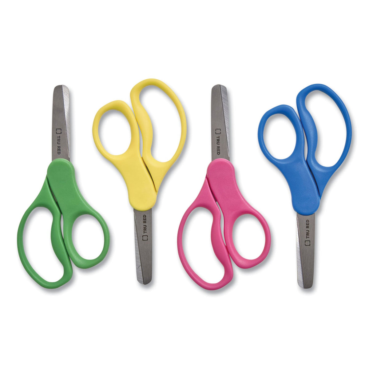 TRU RED™ Kids' Blunt Tip Stainless Steel Safety Scissors, 5" Long, 2.05" Cut Length, Straight Assorted Color Handles, 24/Pack