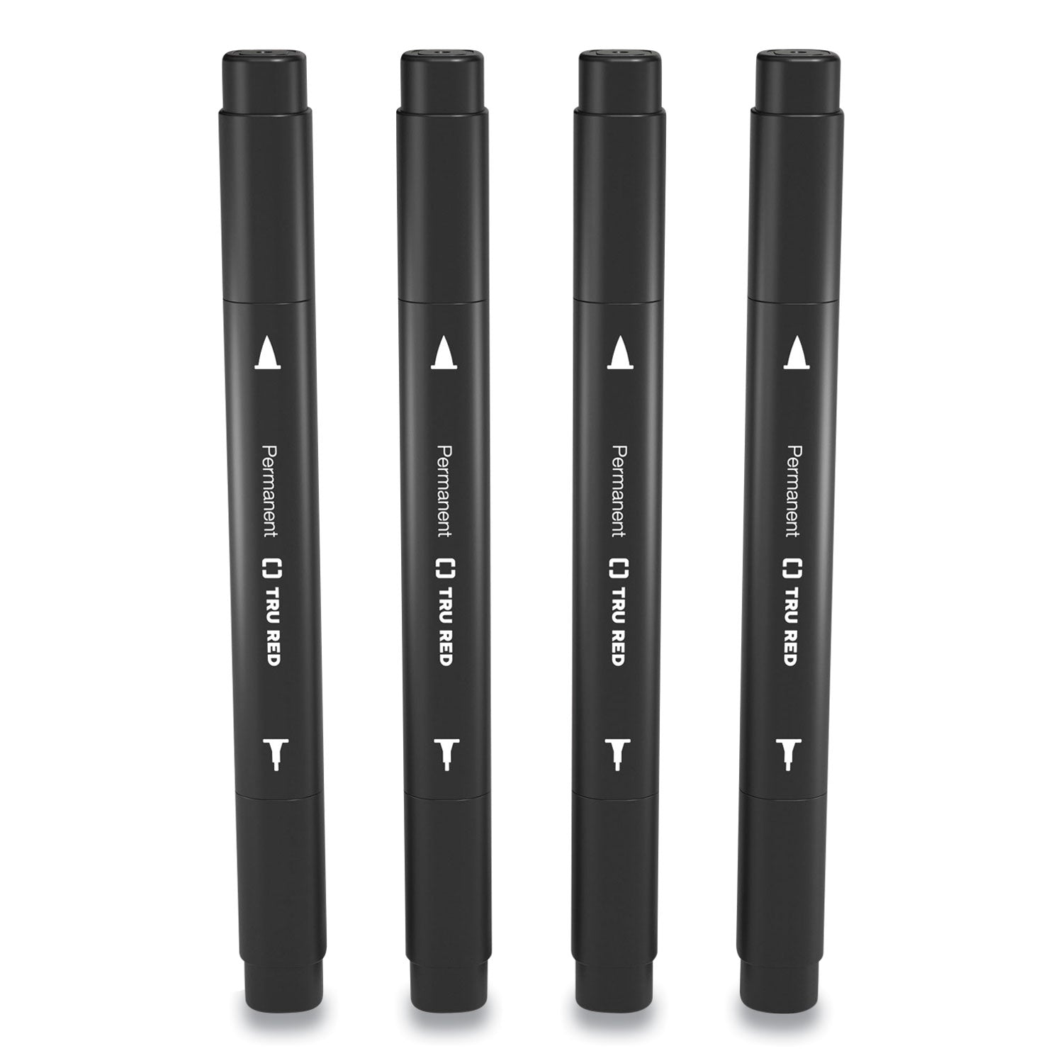 TRU RED™ Permanent Marker, Pen-Style Twin-Tip, Extra-Fine/fine Bullet/needle Tips, Black, 4/pack