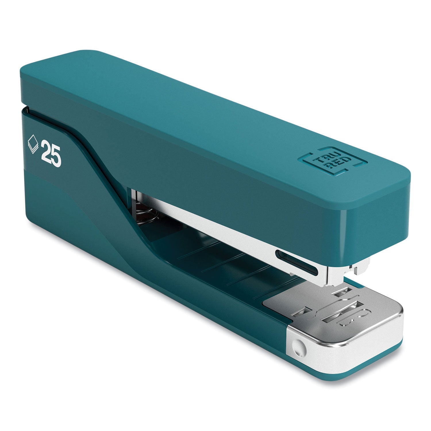 TRU RED™ Desktop Aluminum Stapler, 25-Sheet Capacity, Teal