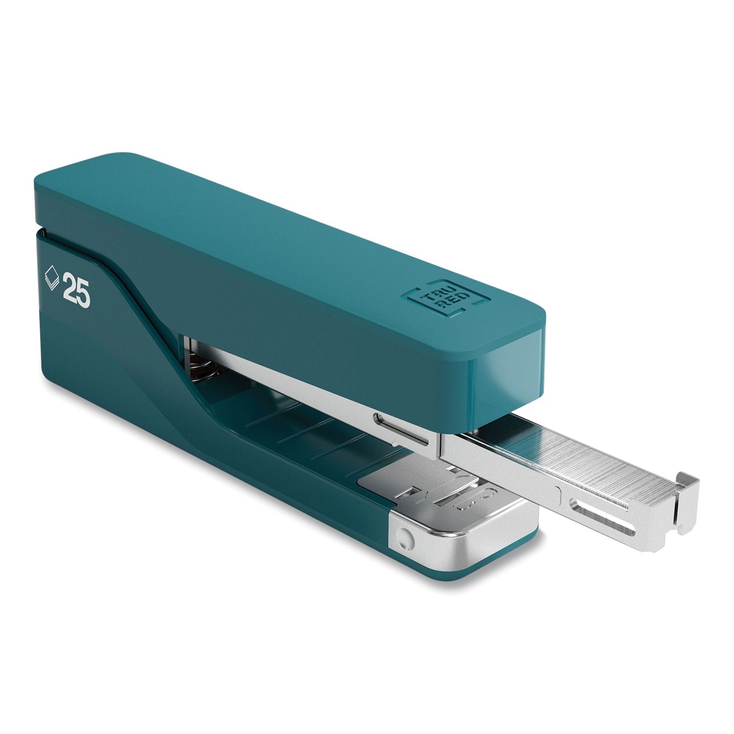 TRU RED™ Desktop Aluminum Stapler, 25-Sheet Capacity, Teal
