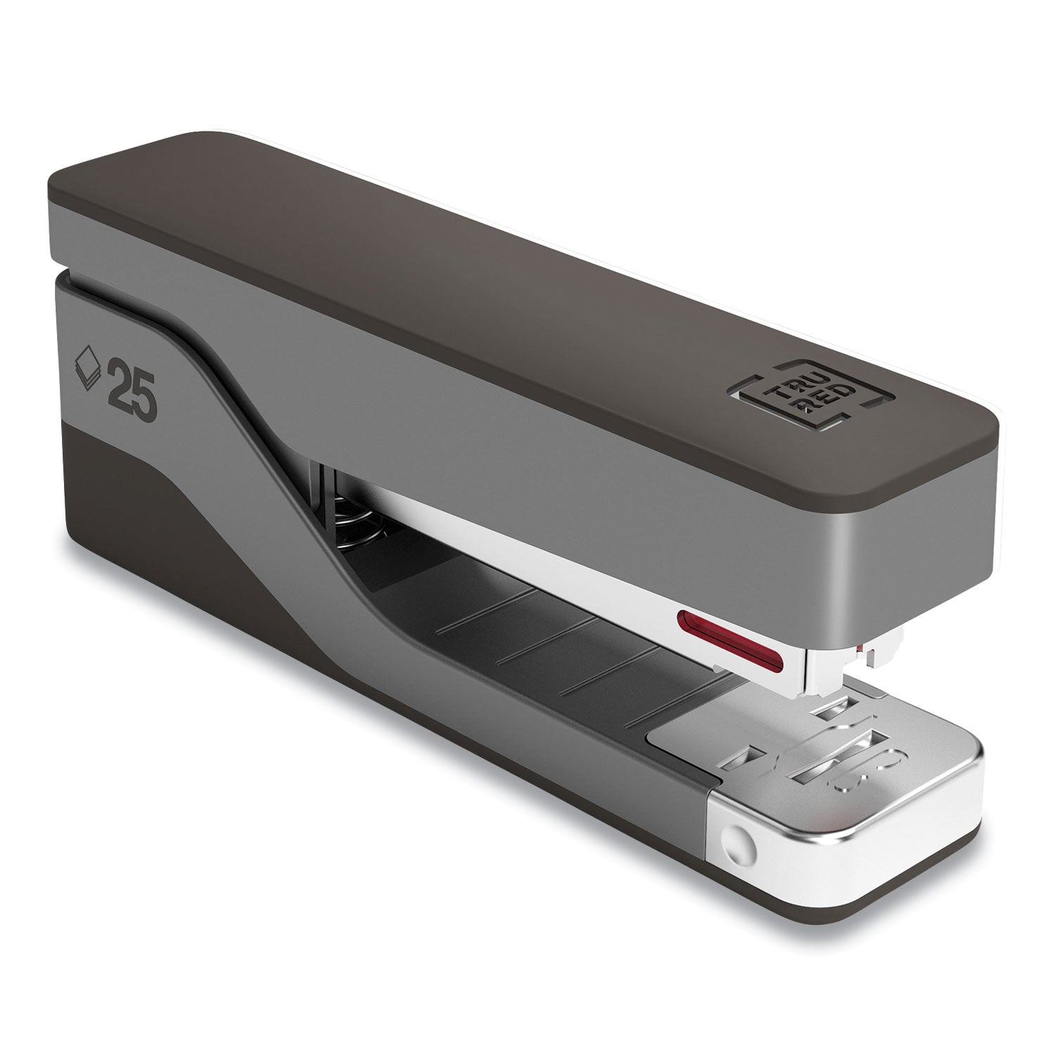 TRU RED™ Desktop Aluminum  Half Strip Stapler, 25-Sheet Capacity, Gray/Black