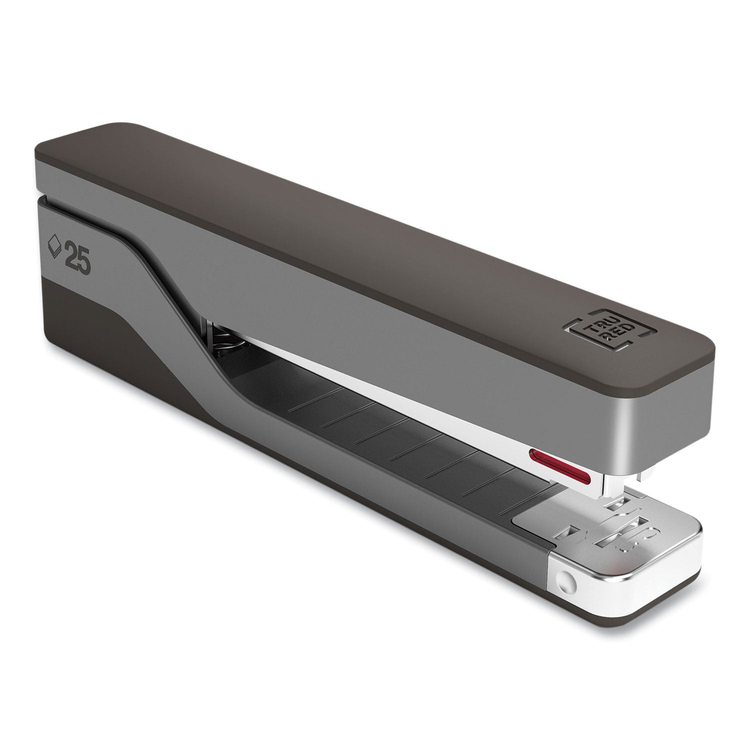 TRU RED™ Desktop Aluminum Full Strip Stapler, 25-Sheet Capacity, Gray/black