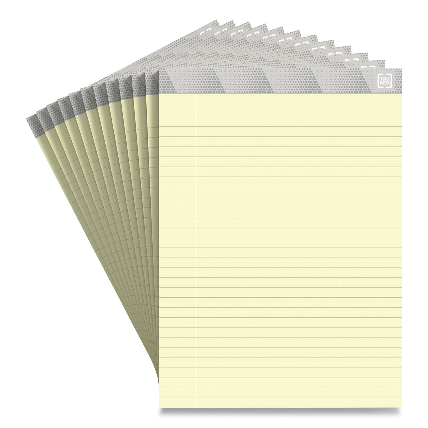 TRU RED™ Notepads, Wide/legal Rule, 50 Canary-Yellow 8.5 X 11.75 Sheets, 12/pack