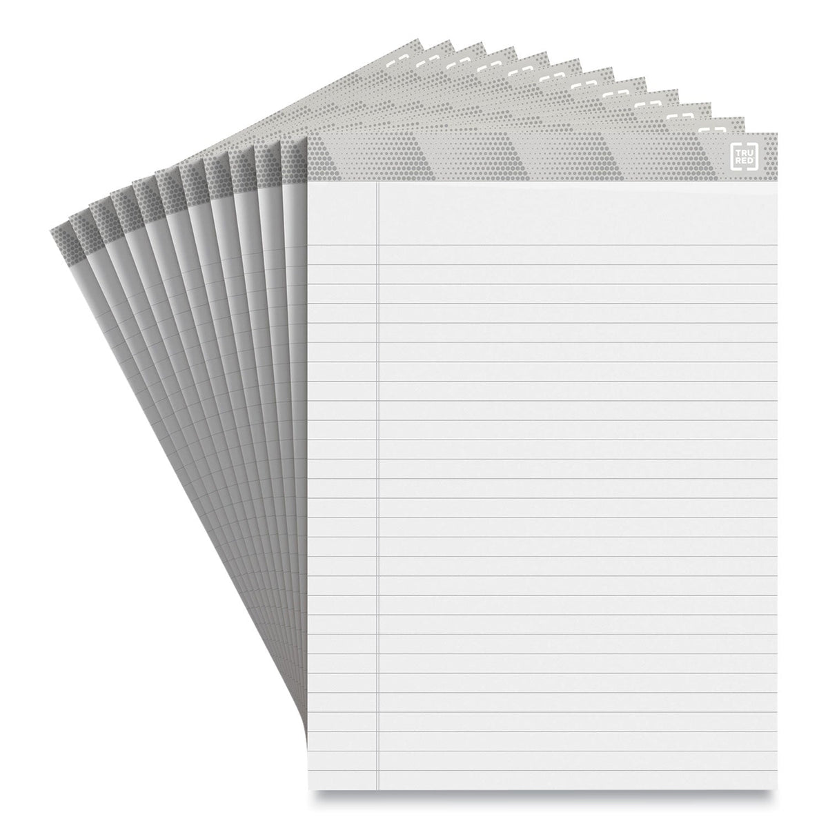 TRU RED™ Notepads, Wide/legal Rule, 50 White 8.5 X 11.75 Sheets, 12/pack