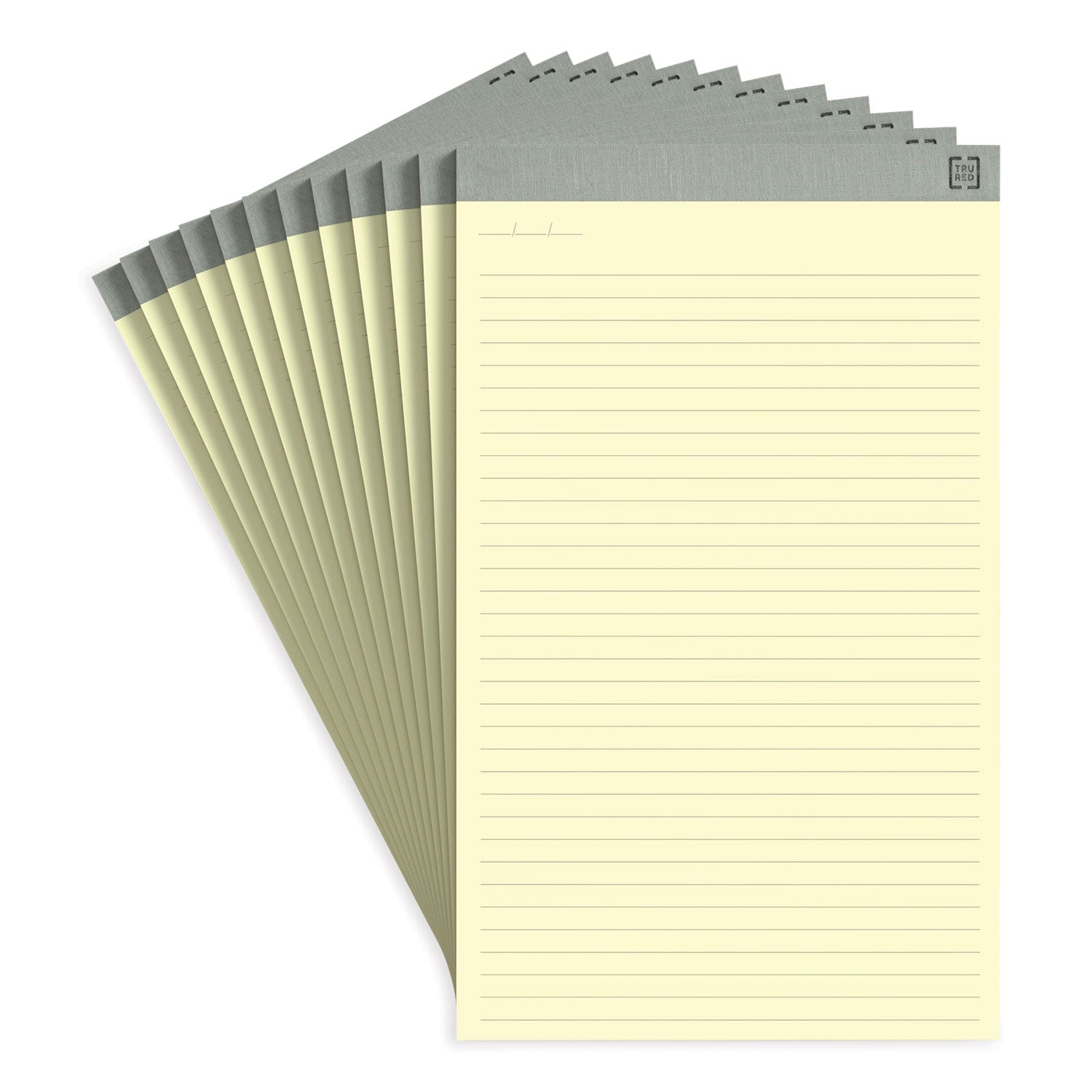 TRU RED™ Notepads, Wide/legal Rule, 50 Canary-Yellow 8.5 X 14 Sheets, 12/pack