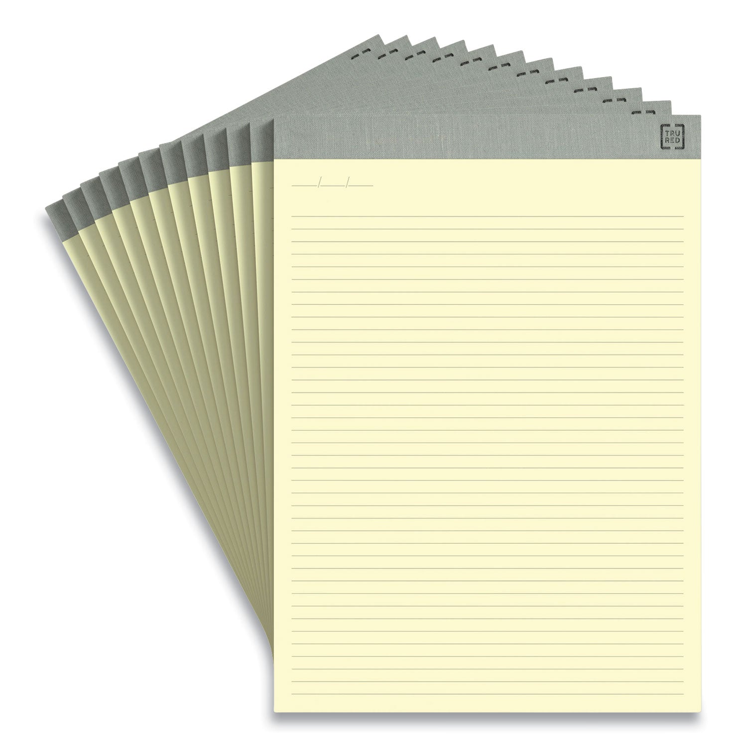 TRU RED™ Notepads, Narrow Rule, 50 Canary-Yellow 8.5 X 11.75 Sheets, 12/pack