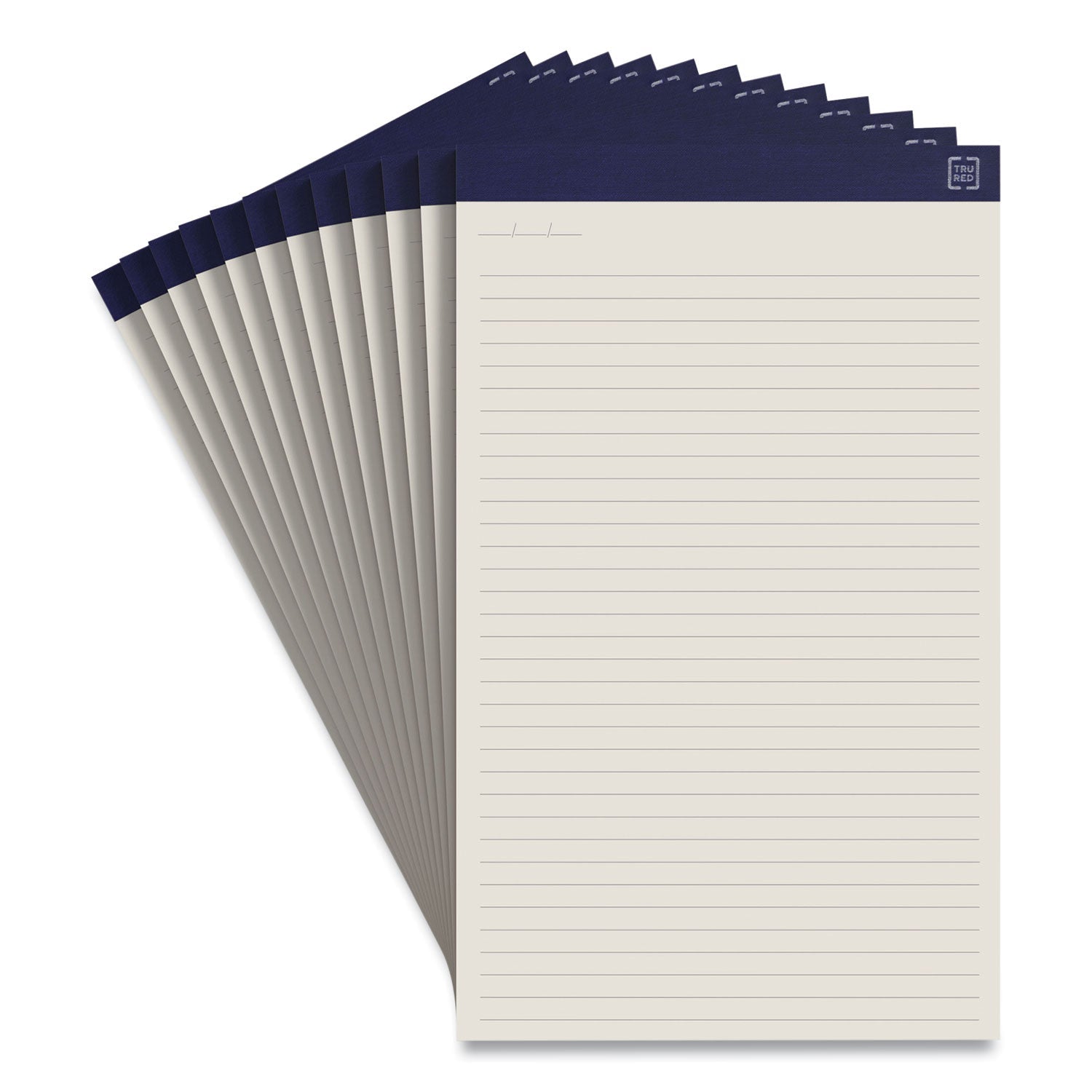 TRU RED™ Notepads, Wide/legal Rule, 50 Ivory 8.5 X 14 Sheets, 12/pack