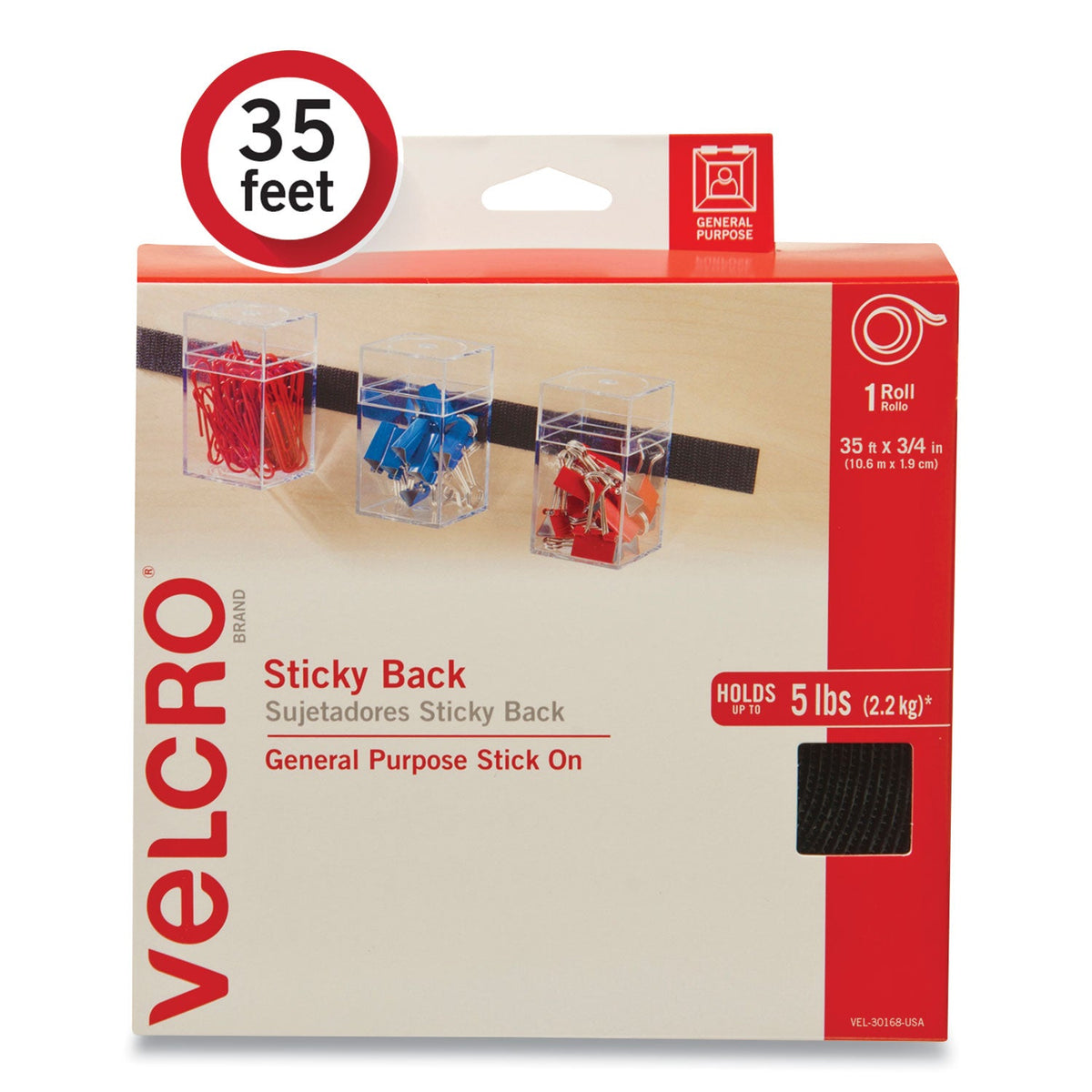 Sticky-Back Fasteners | 0.75"x35' | Black