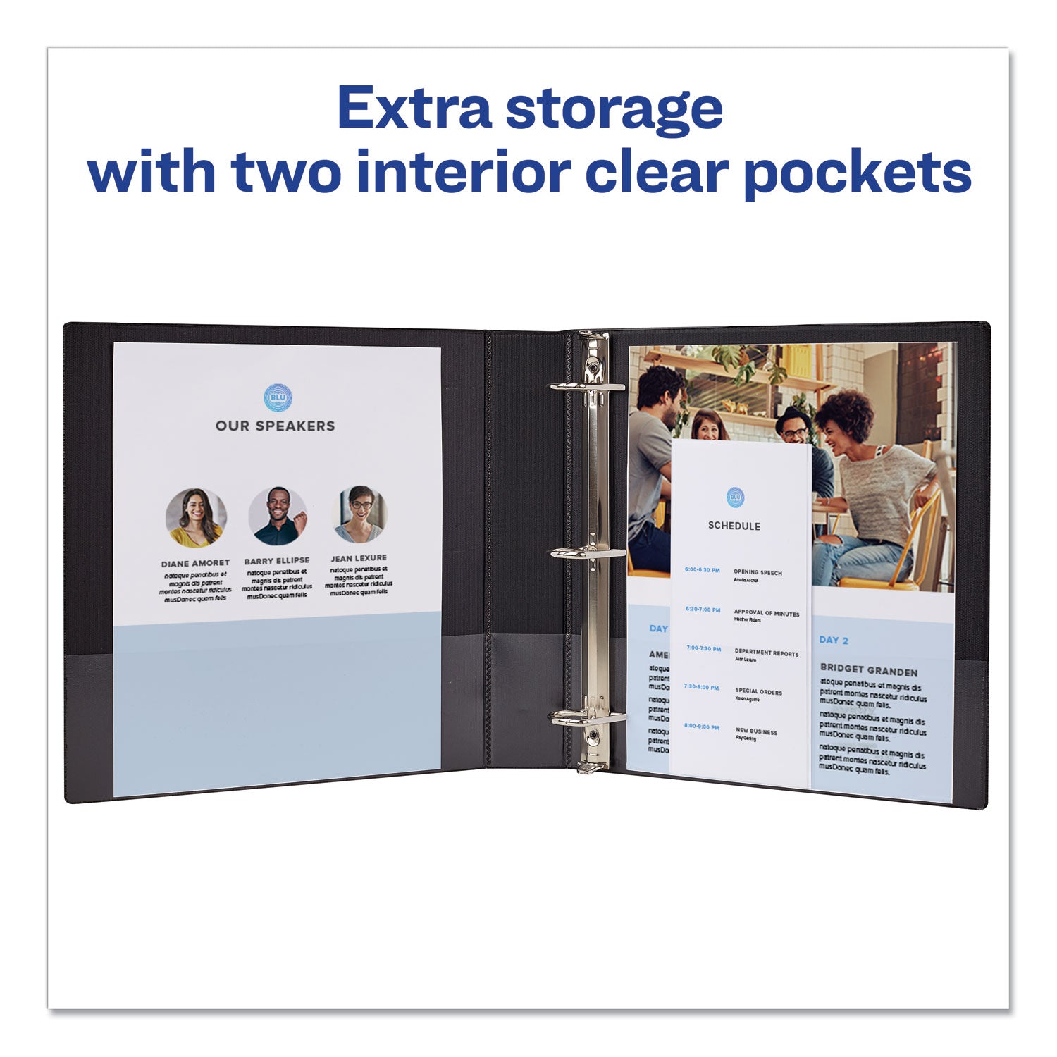 Avery® Durable View Binder With Durahinge And Slant Rings, 3 Rings, 1.5" Capacity, 11 X 8.5, Black