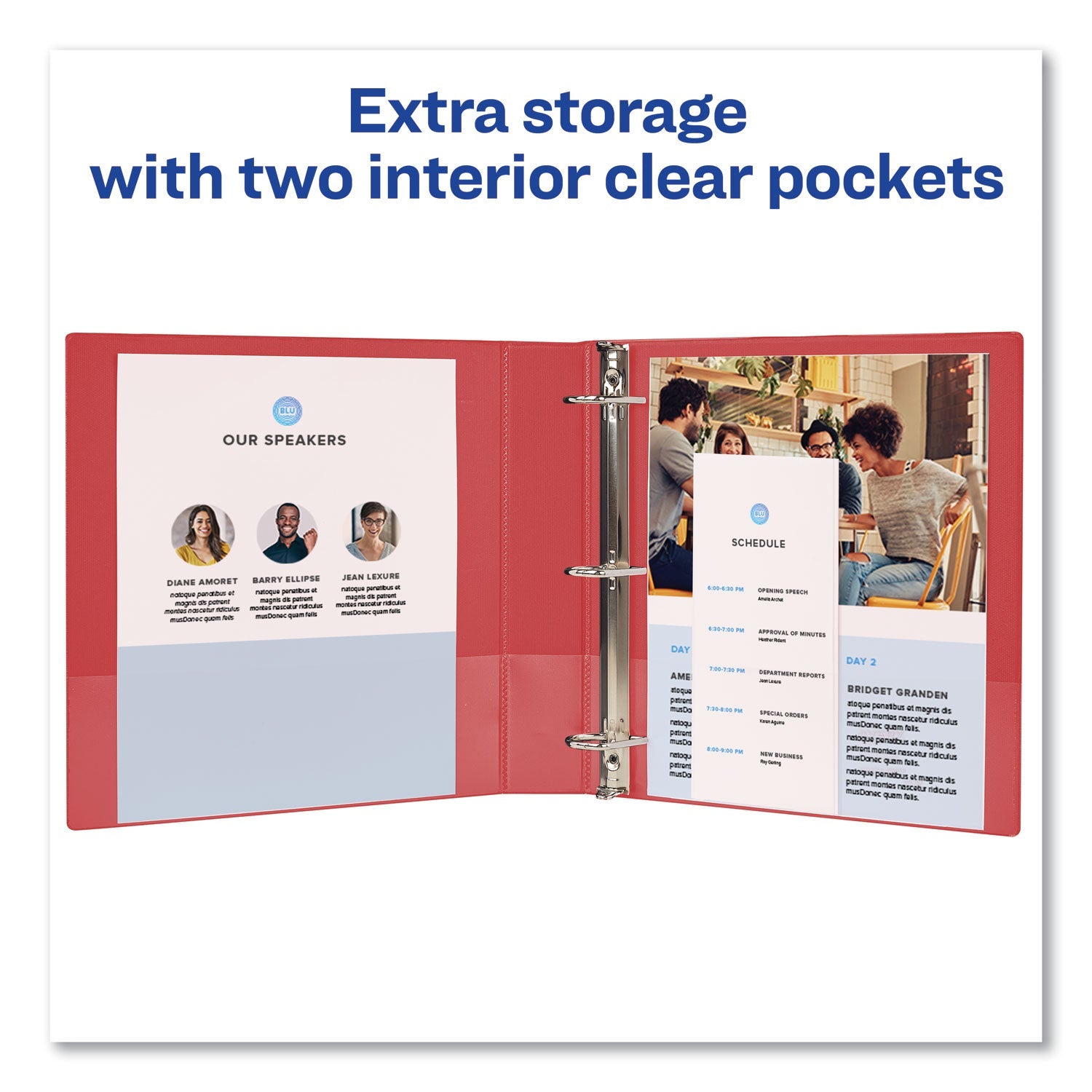Avery® Durable Non-View Binder With Durahinge And Slant Rings, 3 Rings, 1" Capacity, 11 X 8.5, Red