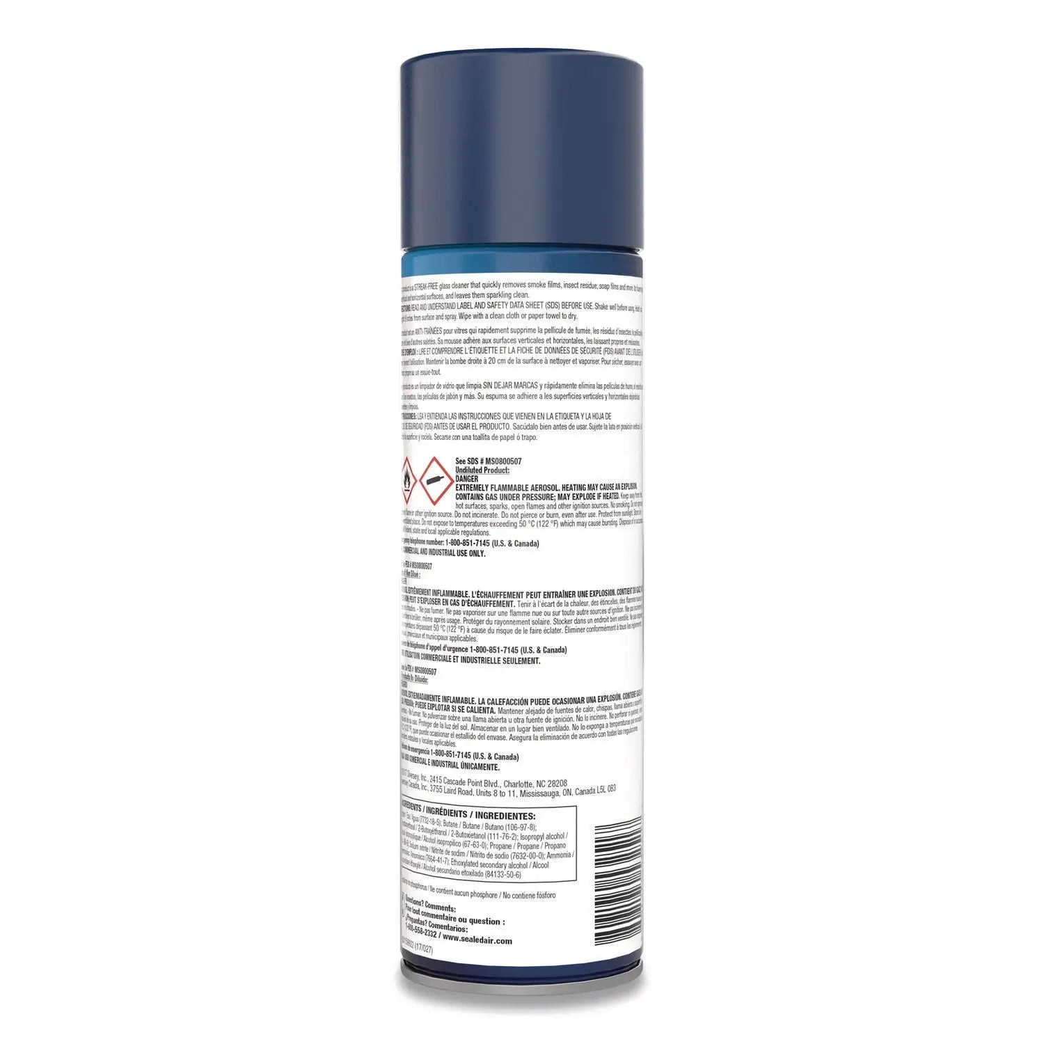 Diversey™ Glance Powerized Glass And Surface Cleaner, Ammonia Scent, 19 Oz Aerosol Spray, 12/carton
