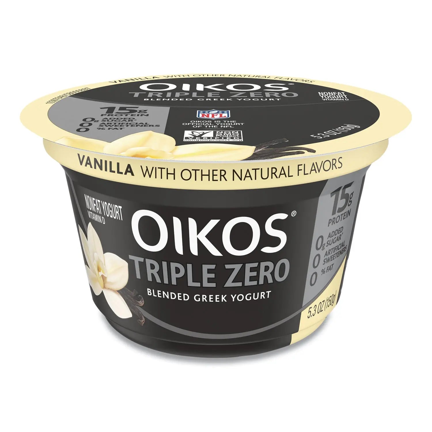 OIKOS® Triple Zero Blended Greek Nonfat Yogurt, 5.3 oz, Strawberry/Mixed Berry/Vanilla, 18/Carton - Bloom Skins