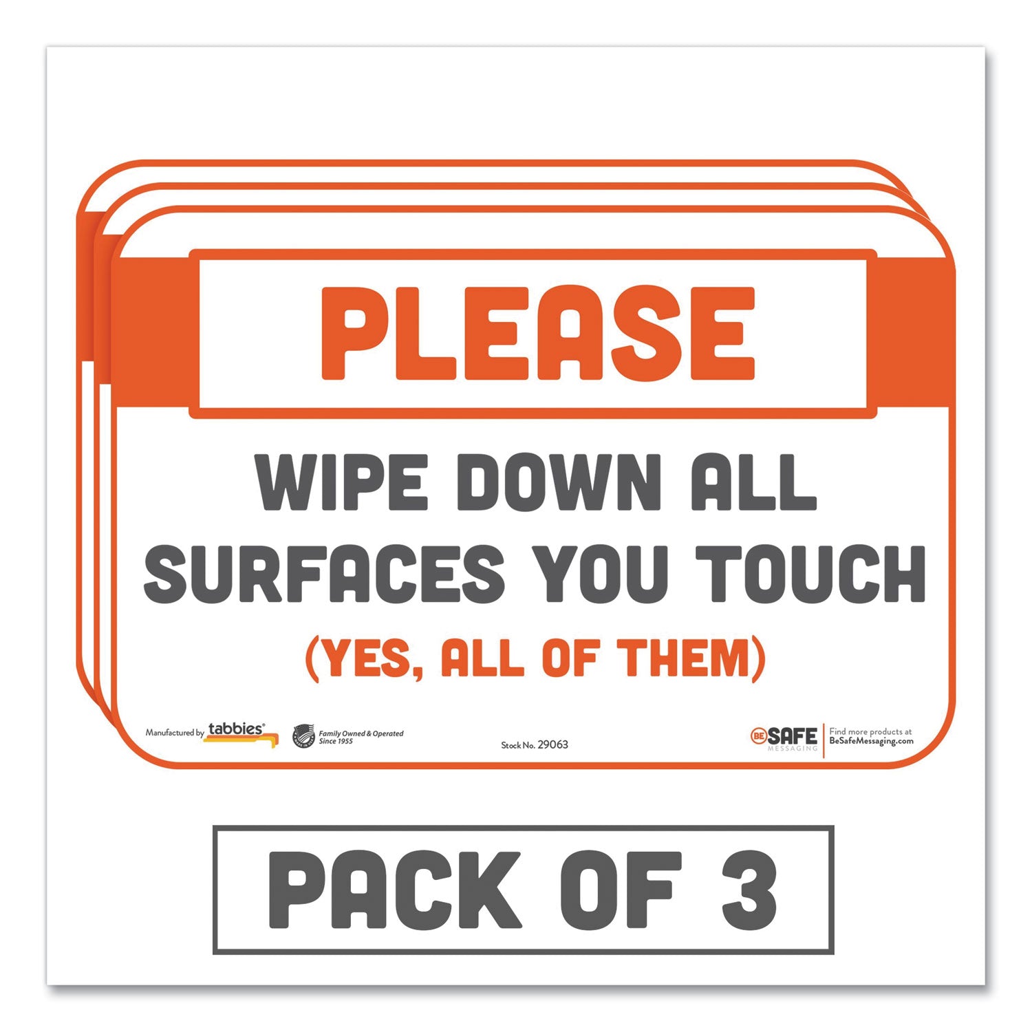 BeSafe Wall/Door Signs | Tabbies® 3/Pack