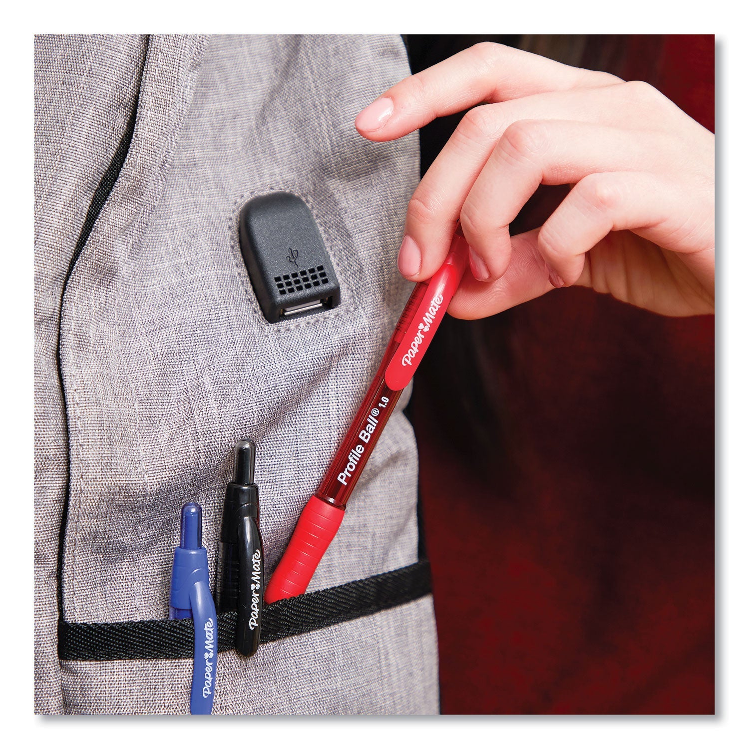 Paper Mate® Profile Ballpoint Pen, Retractable, Medium 1 Mm, Black Ink, Translucent Black Barrel, Dozen