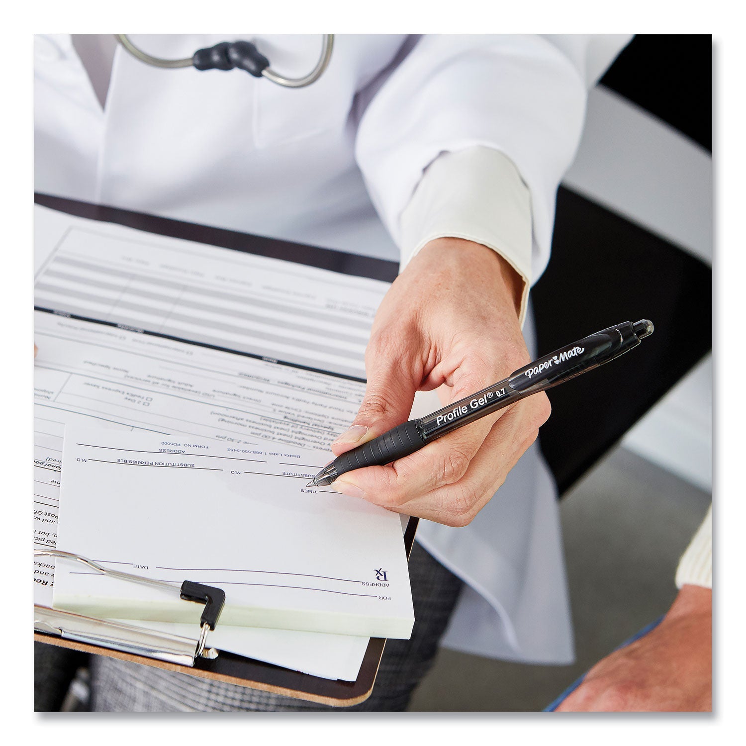 Paper Mate® Profile Gel Pen, Retractable, Medium 0.7 Mm, Blue Ink, Translucent Blue Barrel, Dozen