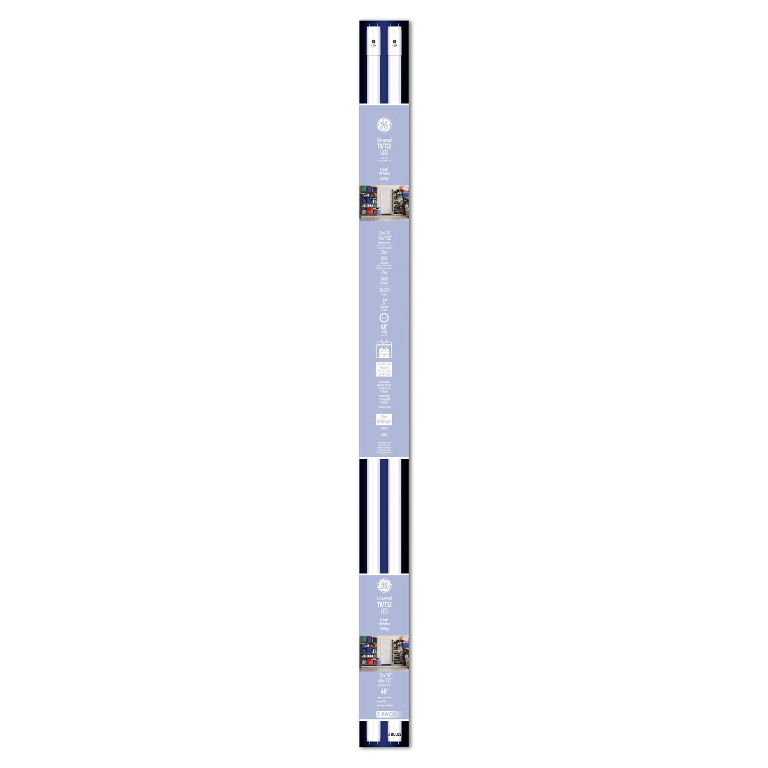 GE T8 LED Tube | 48" 15W | Cool White | 6-Pack