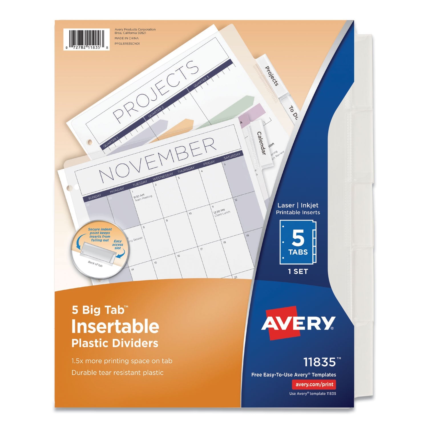 Insertable Big Tab Plastic Dividers | 5-Tab | Clear