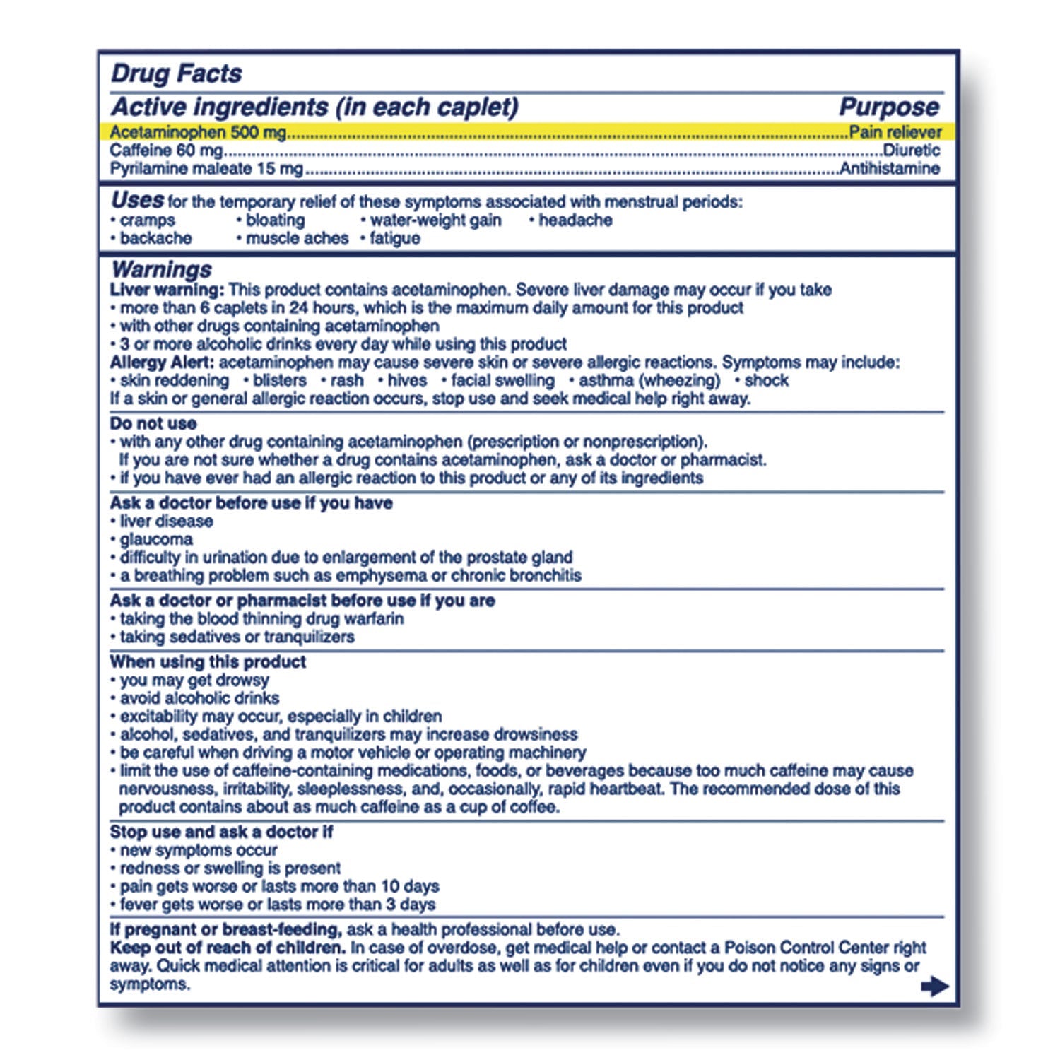 Midol® Complete Menstrual Caplets, Two-Pack, 30 Packs/box