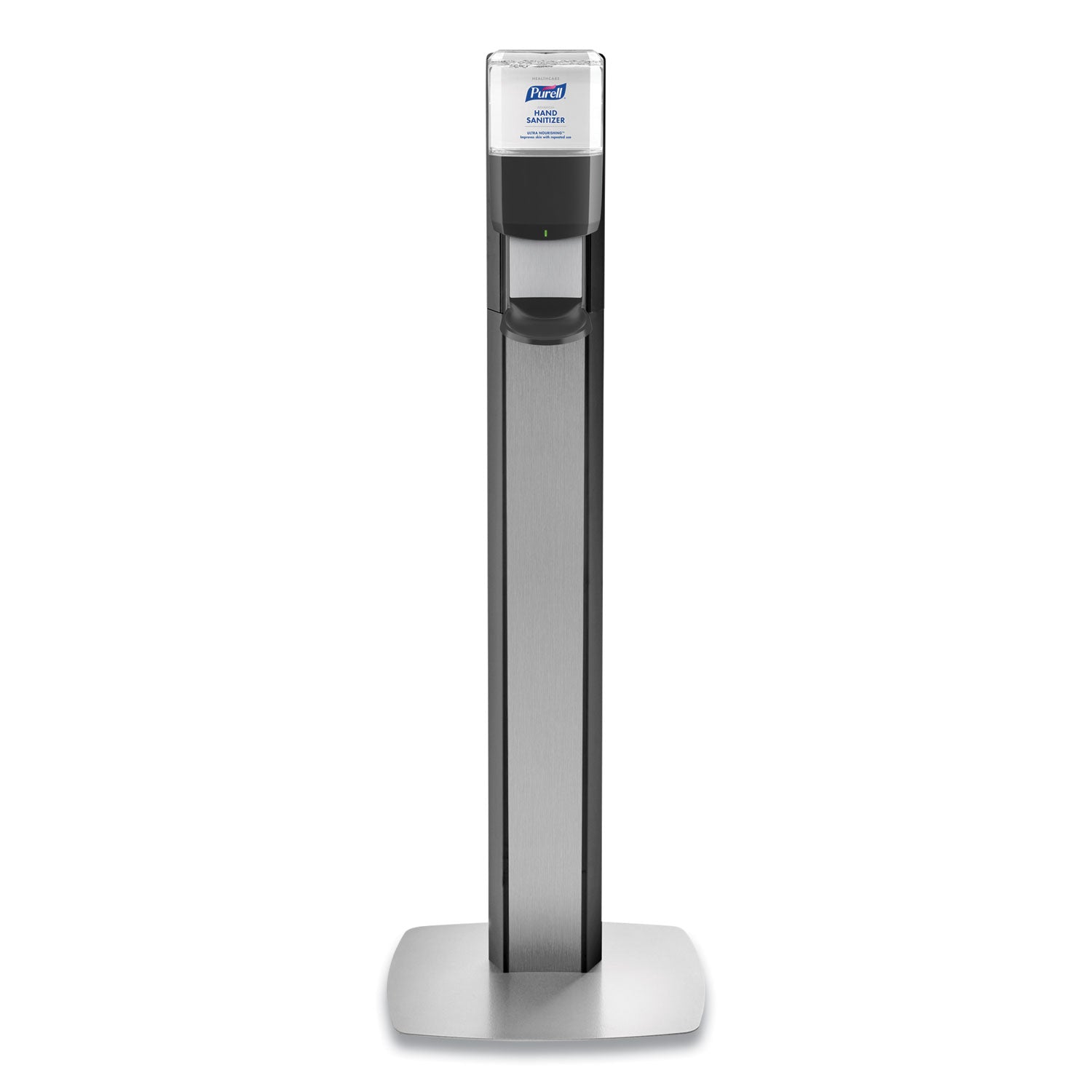 PURELL® Messenger Es8 Silver Panel Floor Stand With Dispenser, 1,200 Ml, 16.75 X 6 X 40, Silver/graphite