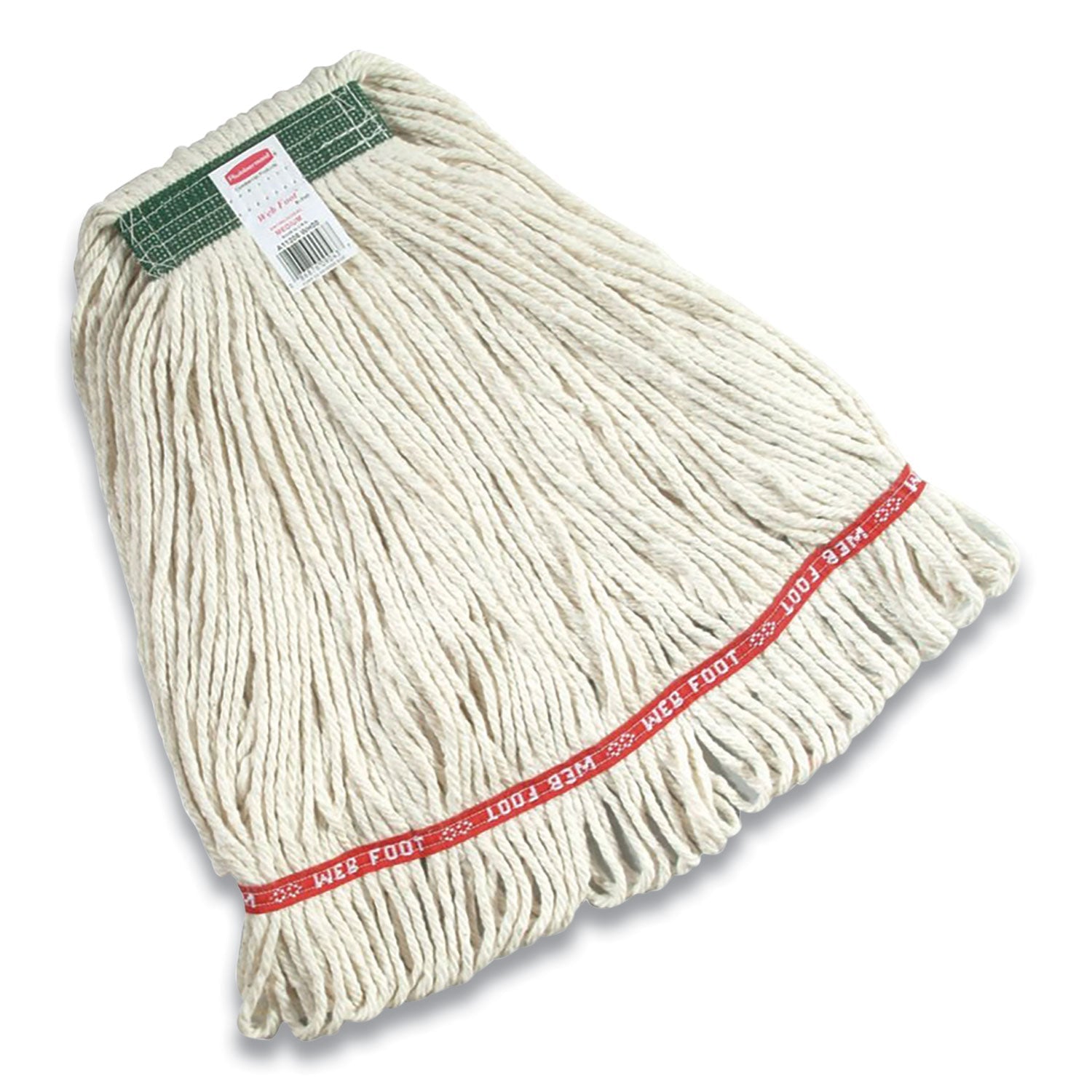 Rubbermaid® Commercial Super Stitch Cotton Looped End Wet Mop Head, 20 Oz Capacity, Medium, White, 1" White Headband