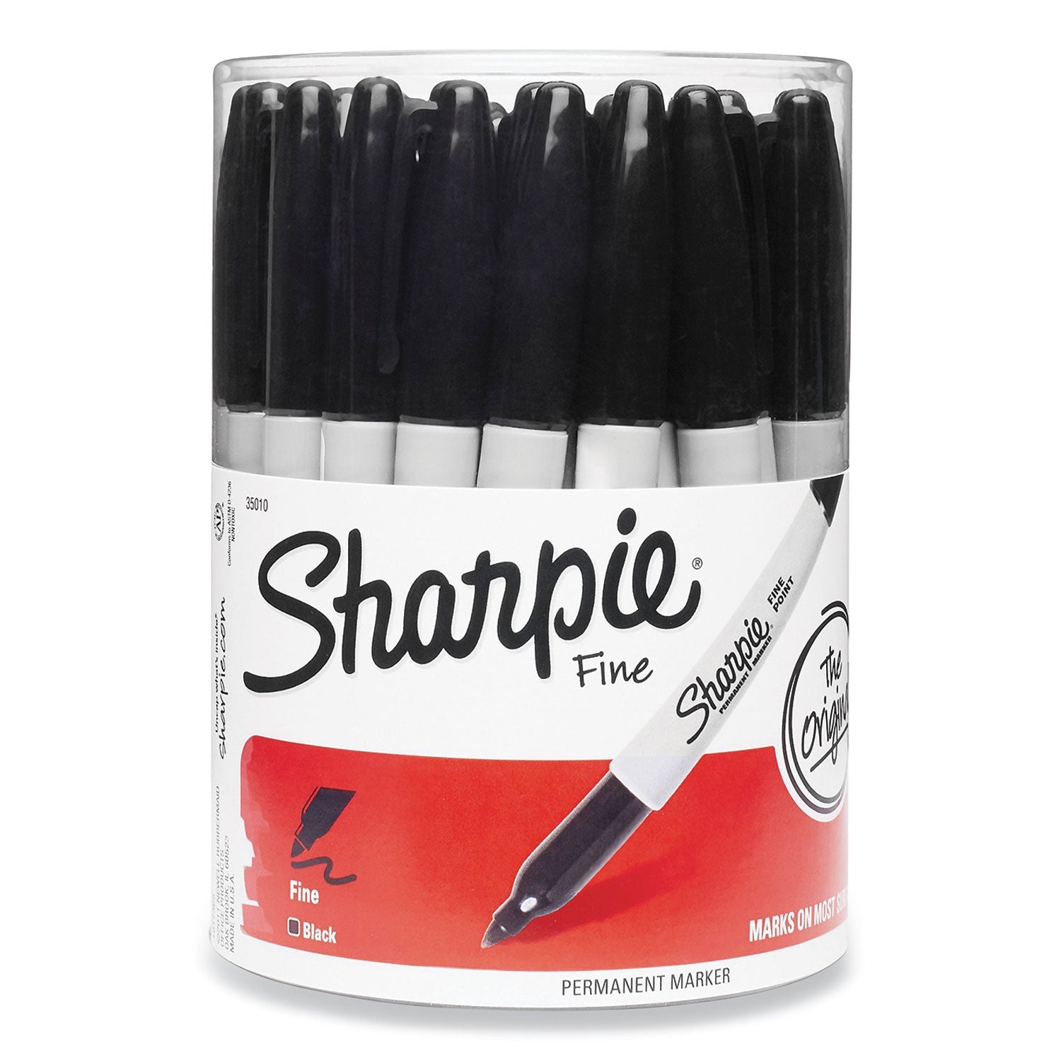 Sharpie® Fine Tip Permanent Marker, Canister, Black, 36/pack