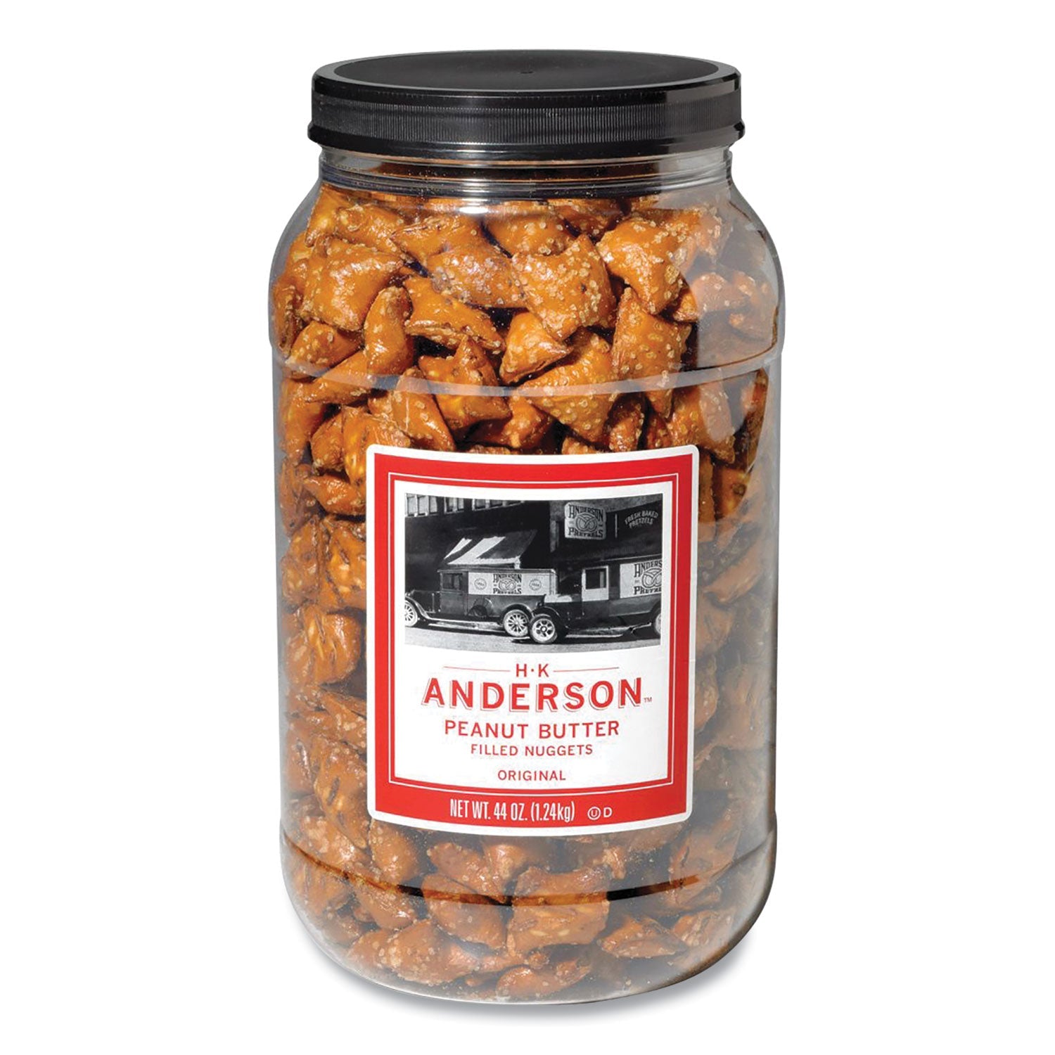 HK Anderson™ Peanut Butter Filled Pretzel Nuggets, 44 Oz Canister