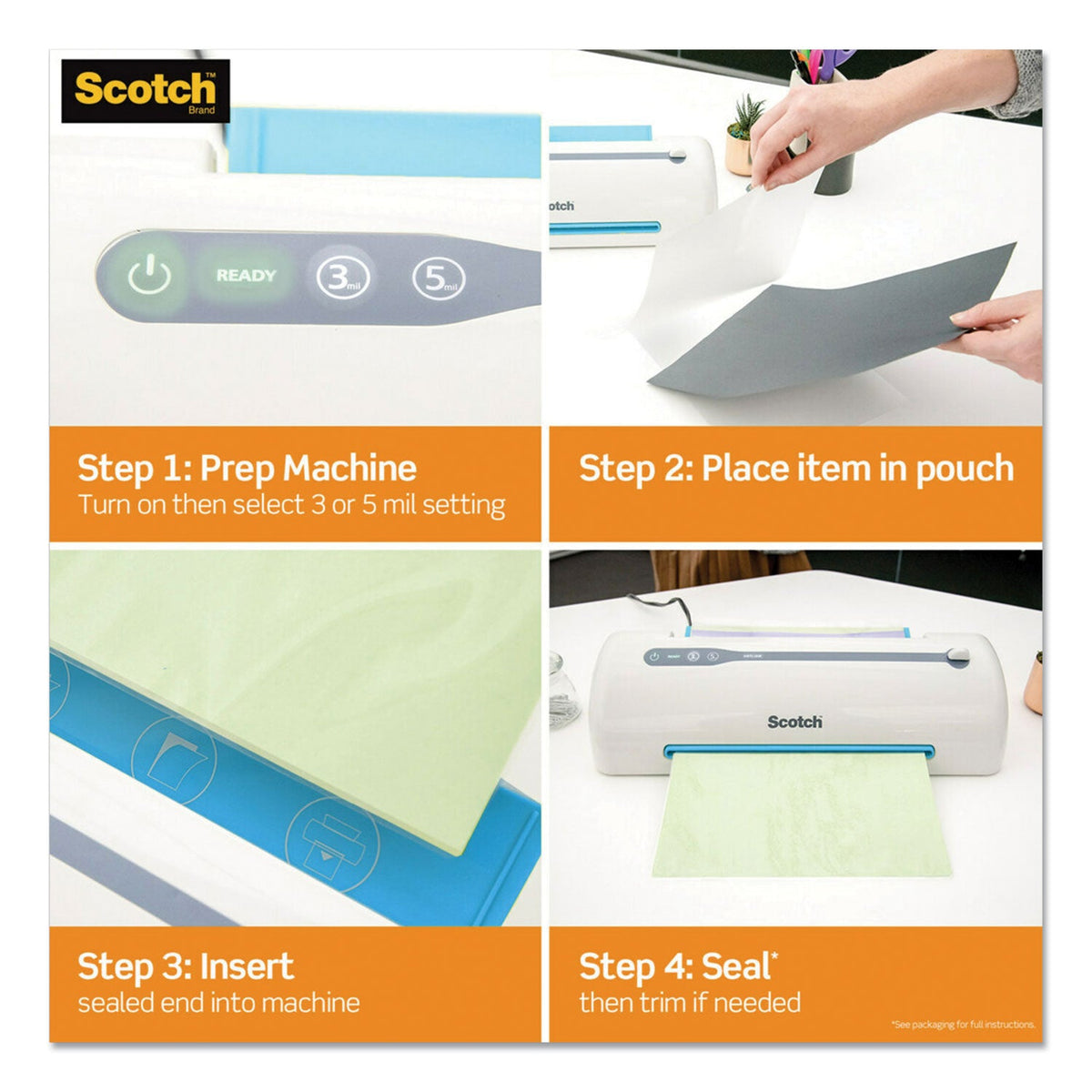 Scotch™ Laminating Pouches, 5 Mil, 2.25" X 4.25", Gloss Clear, 100/pack