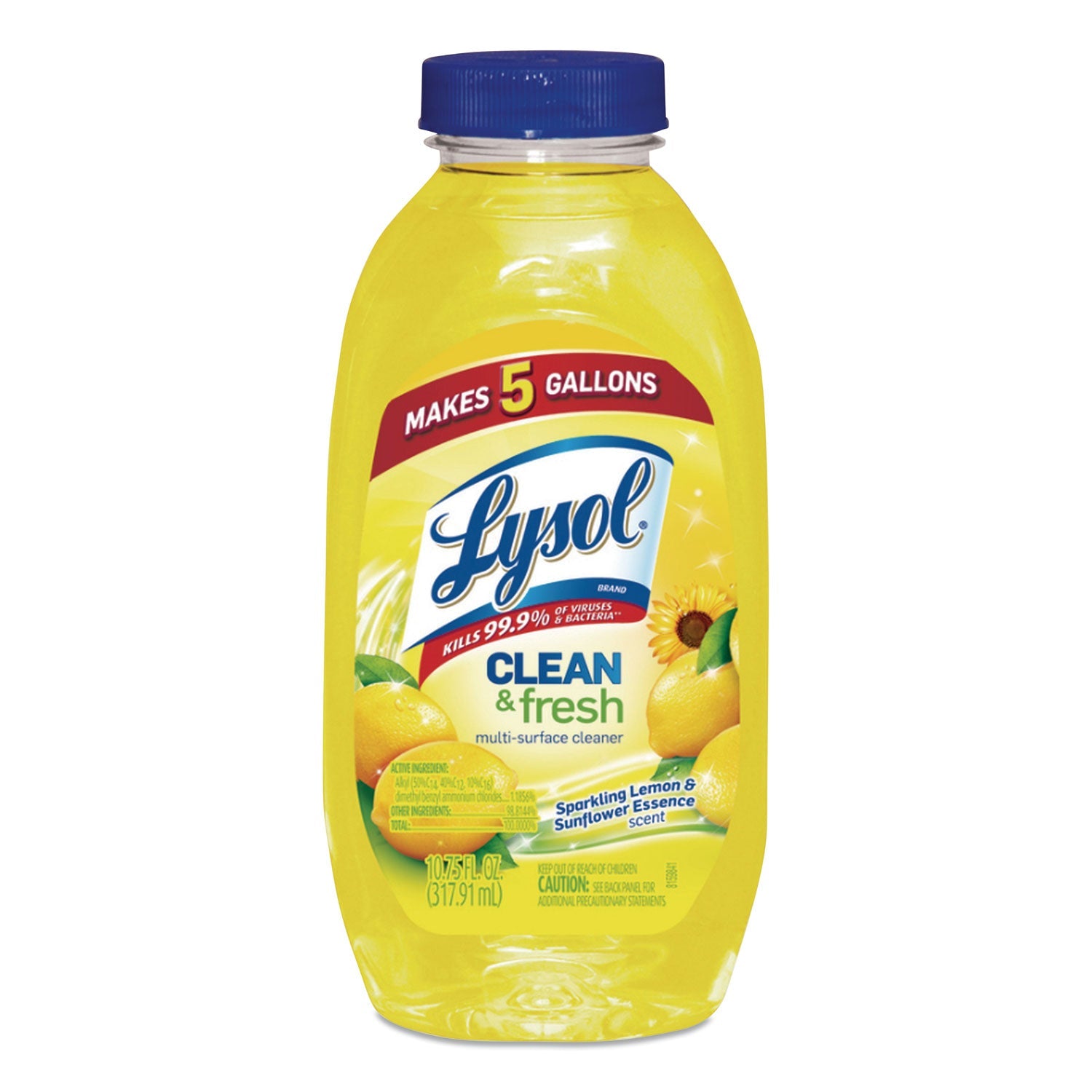 LYSOL® Brand Clean and Fresh Multi-Surface Disinfectant Cleaner, Sparkling Lemon and Sunflower Essence, 10.75 oz Bottle, 20/Carton