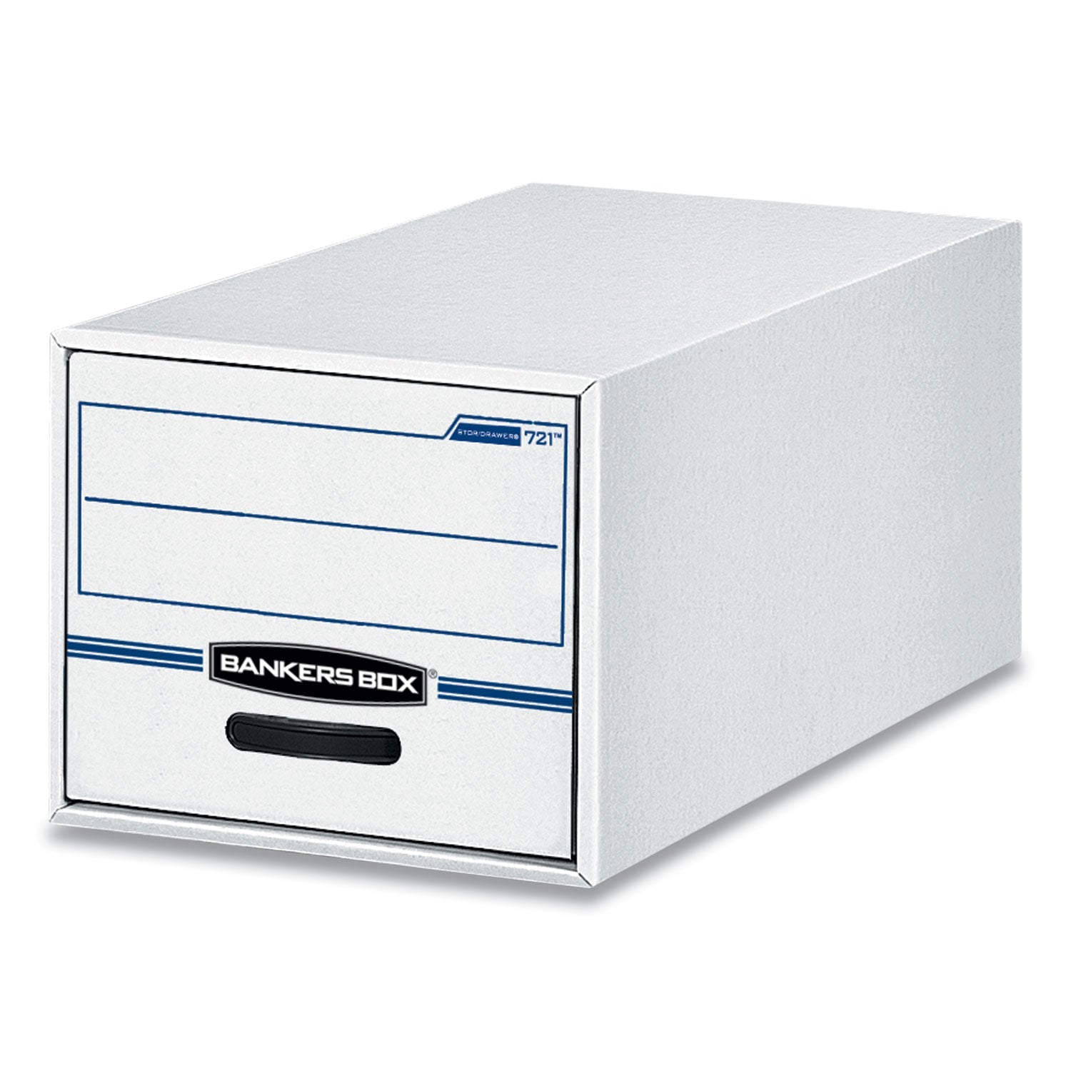 Bankers Box® Stor/drawer Basic Space-Savings Storage Drawers, Letter Files, 14" X 25.5" X 11.5", White/blue, 6/carton