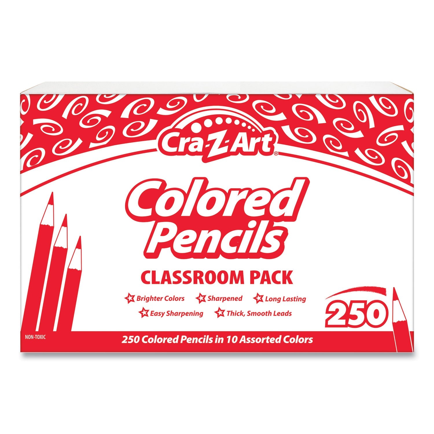 Cra-Z-Art® Colored Pencils Classpack, 10 Assorted Lead and Barrel Colors, 10 Pencils/Set, 25 Sets/Carton - Bloom Skins